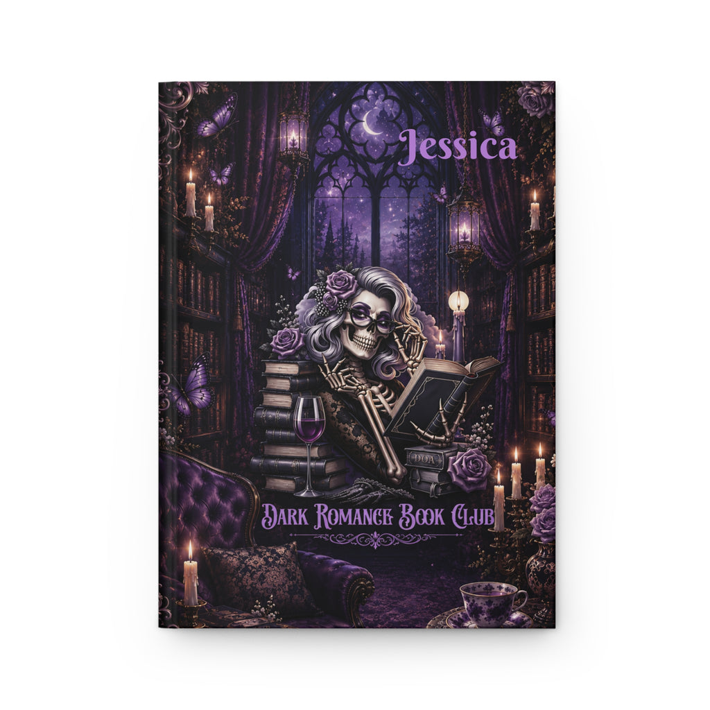 Personalized Dark Romance Journal — Custom Name Gothic Skull & Roses Hardcover Notebook | Lined Pages, Witchy Gift