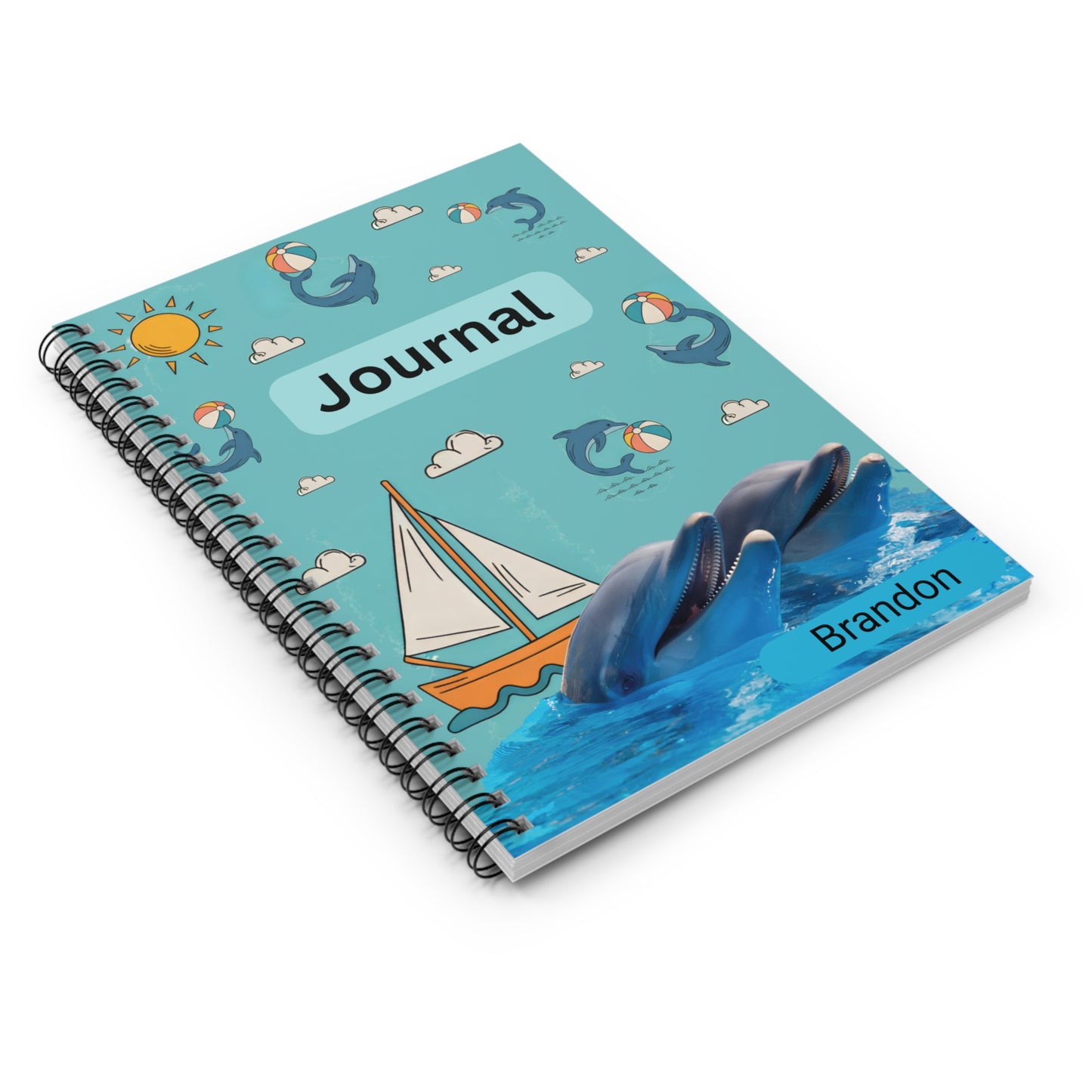 Dolphin-Themed Spiral Notebook - Perfect for Journaling, Marine Life Lover Gift, Beach Vacation Diary, School Supplies, Personalized Journal