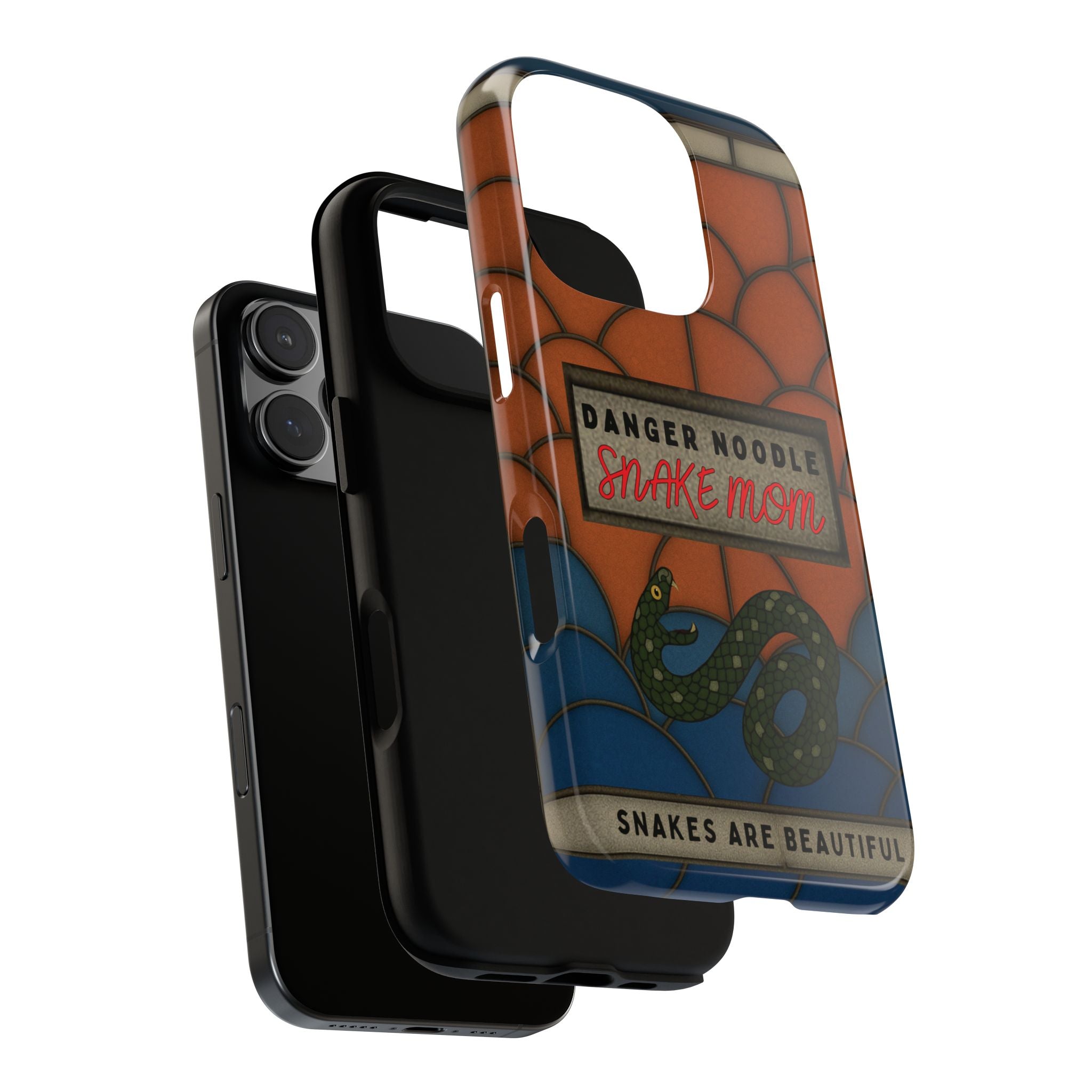Danger Noodle Snake Mom Phone Case | Snakes Are Beautiful |Stained Glass Snake Art | Funny Snake Lover Gift |  Reptile Mom Phone Cover