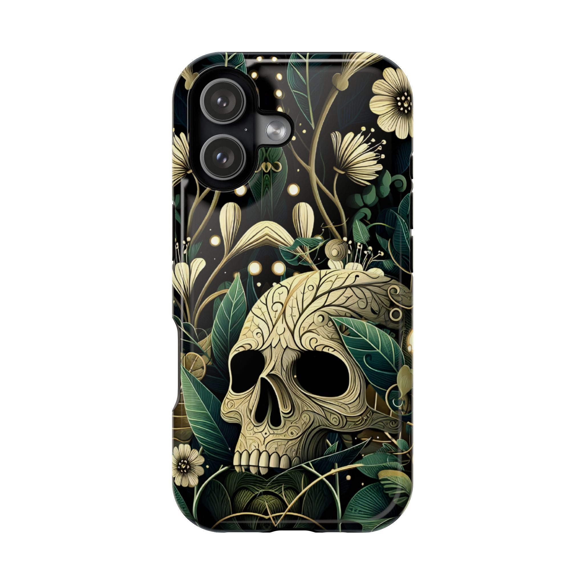Floral Skull Phone Case – Botanical Gothic MagSafe-Compatible Cover