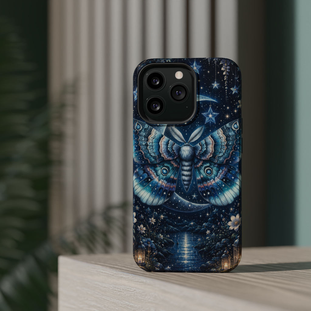 Mystic Moth Moon Phone Case – Night Sky MagSafe-Compatible Cover