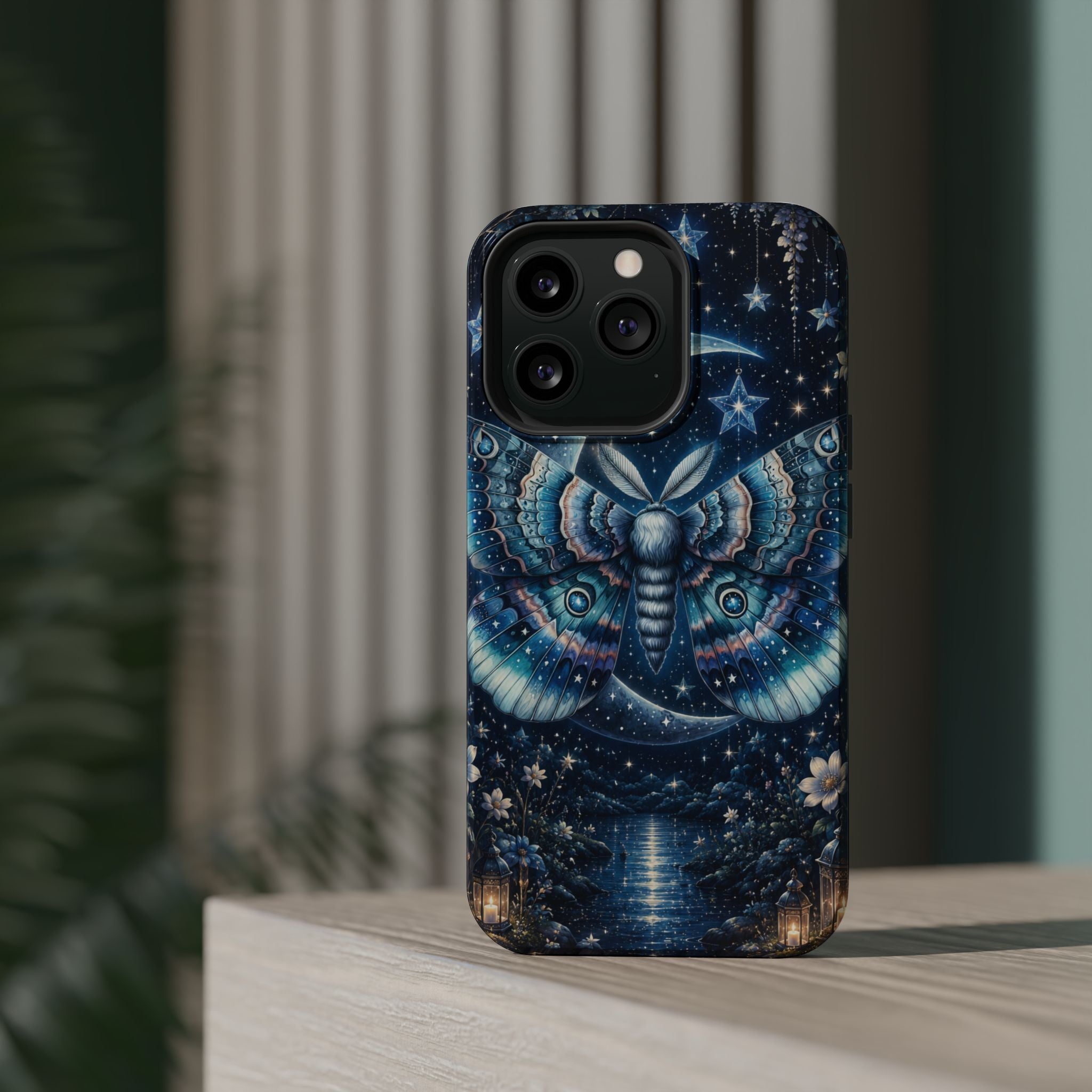 Mystic Moth Moon Phone Case – Night Sky MagSafe-Compatible Cover