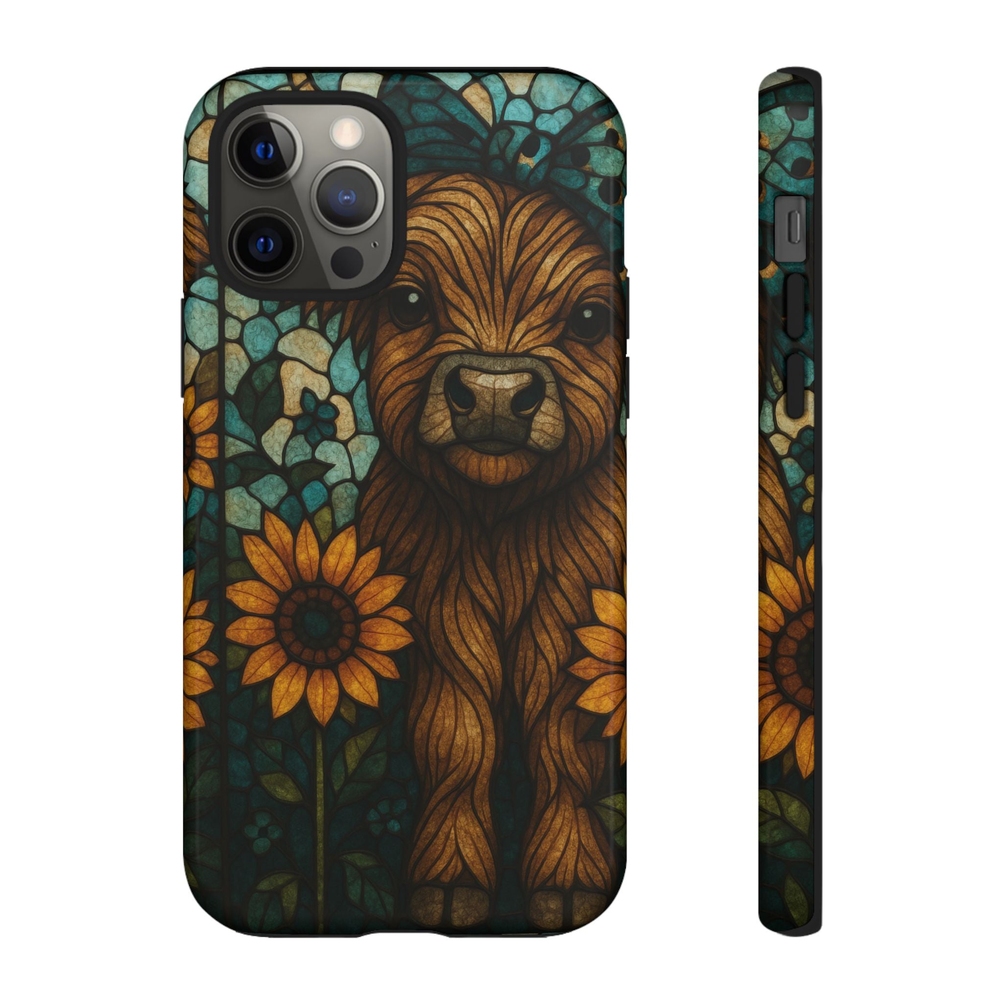 Stained Glass Baby Cow Phone Case – Sunflower Farmhouse Animal Design