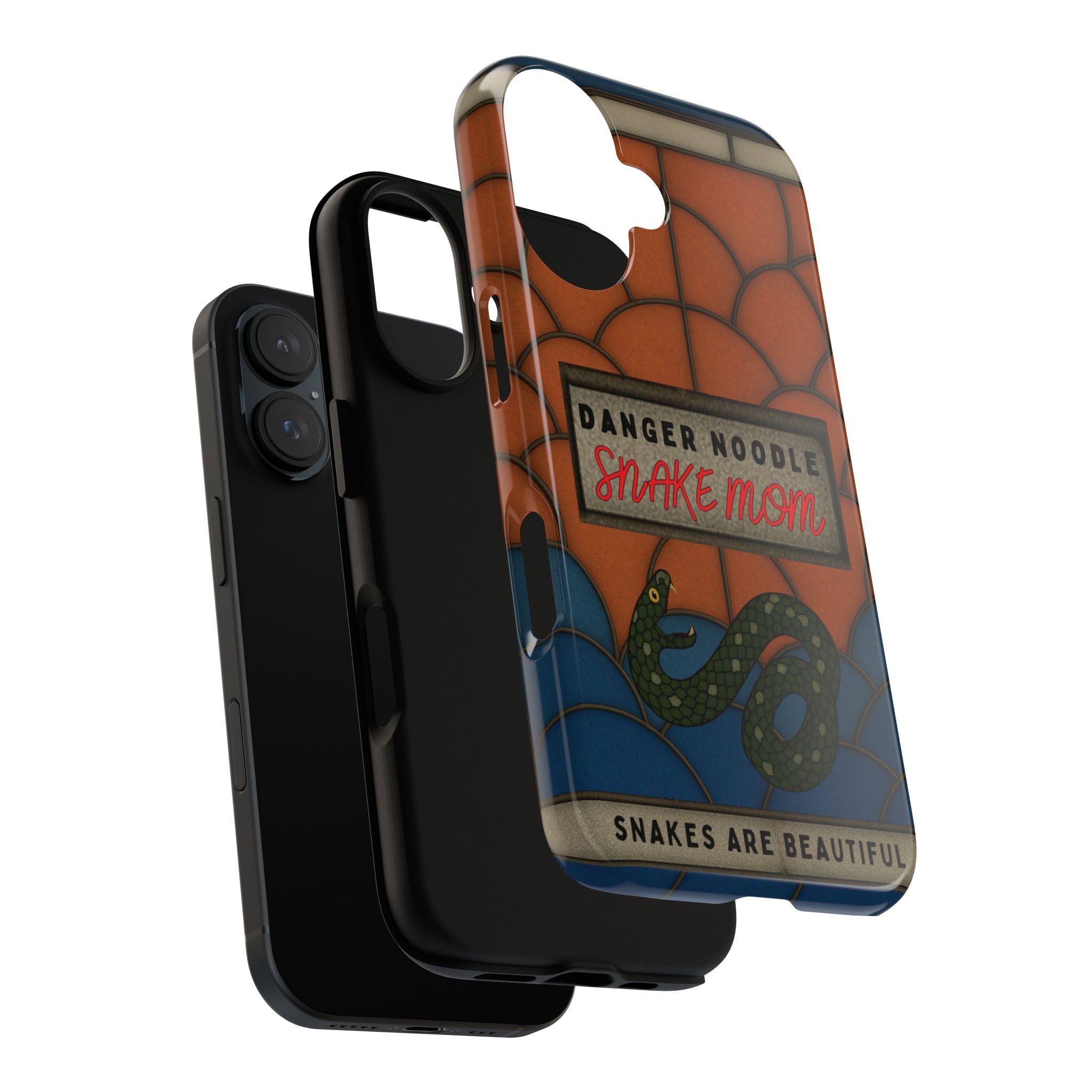 Danger Noodle Snake Mom Phone Case | Snakes Are Beautiful |Stained Glass Snake Art | Funny Snake Lover Gift |  Reptile Mom Phone Cover