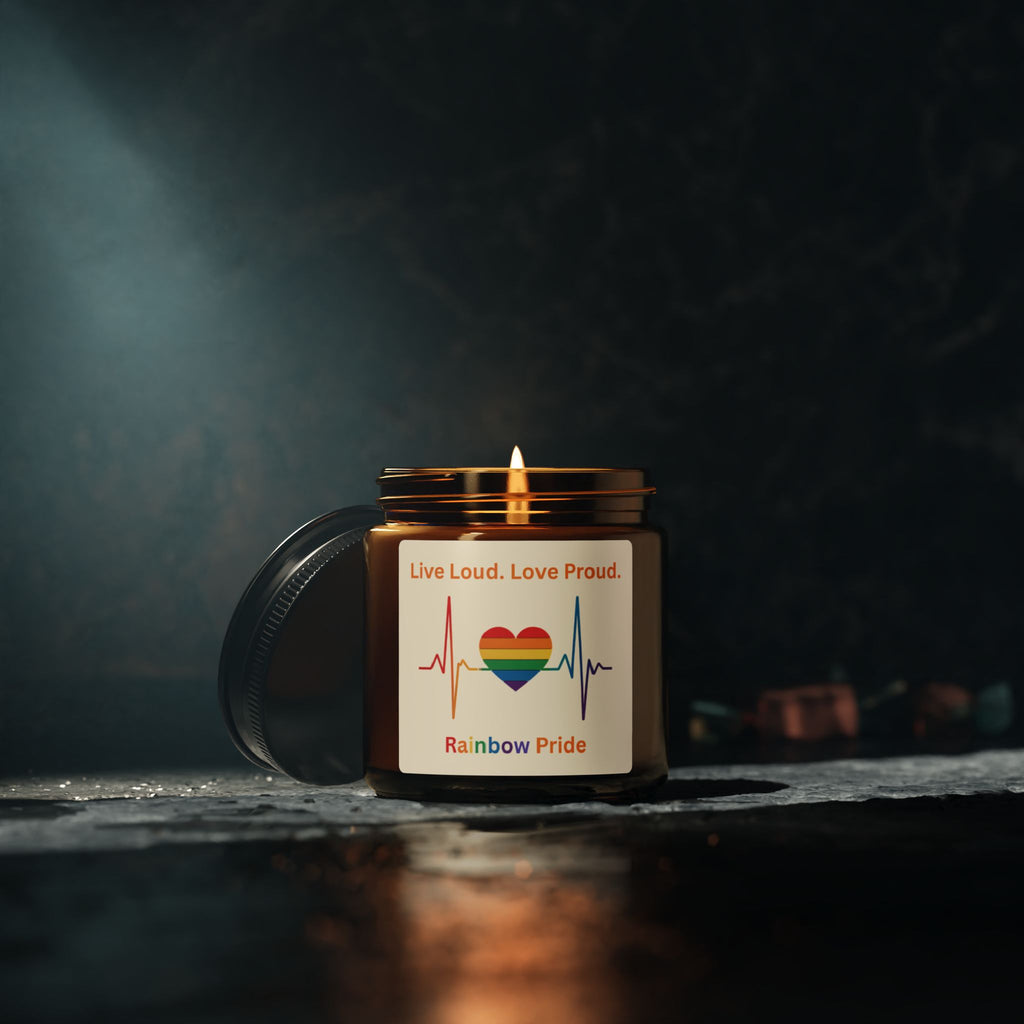Pride Rainbow Heartbeat Scented Soy Candle, Pride Celebrations Gift for LGBTQ+ Friends, Inclusive Statement Candle Grad Gift from Mom Dad