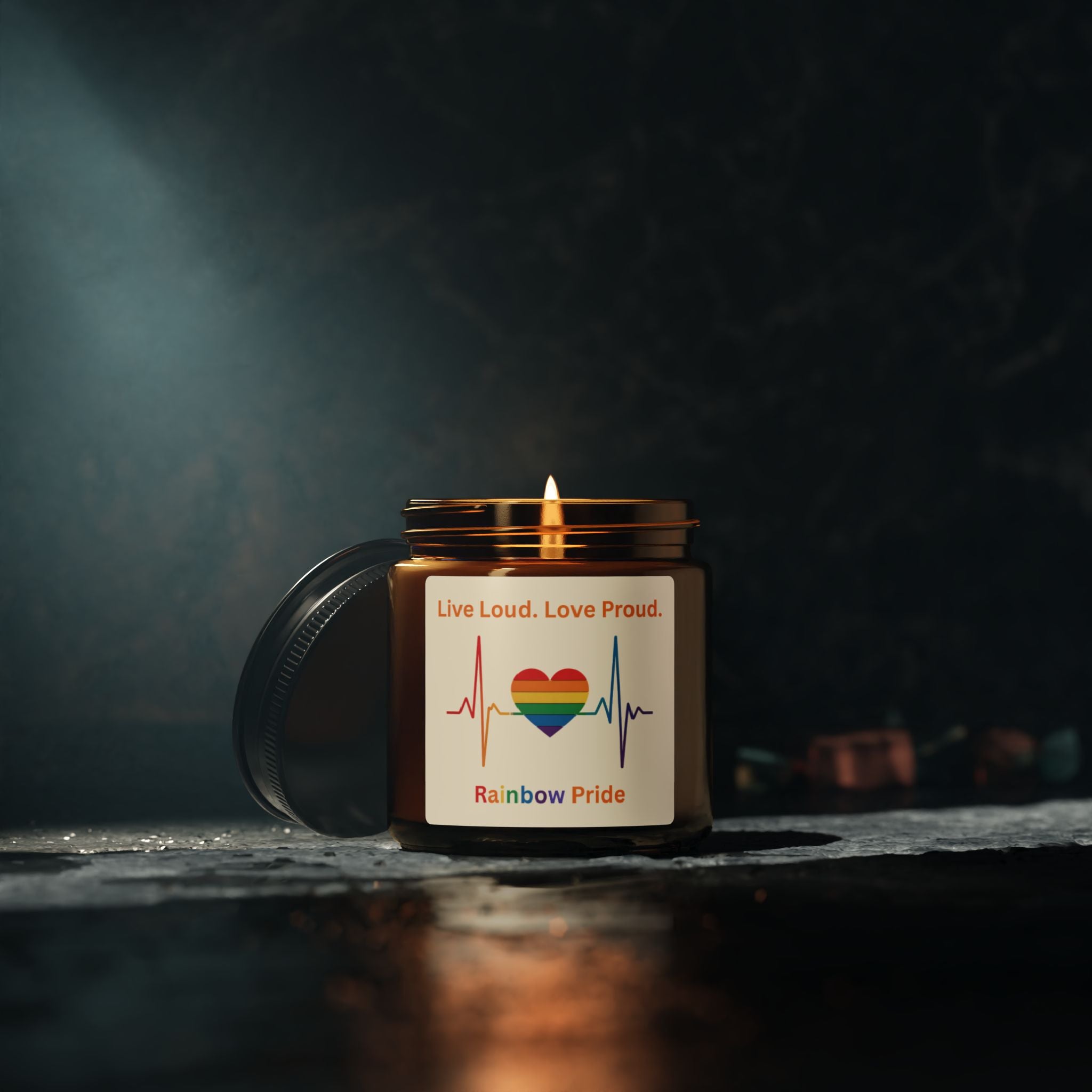 Pride Rainbow Heartbeat Scented Soy Candle, Pride Celebrations Gift for LGBTQ+ Friends, Inclusive Statement Candle Grad Gift from Mom Dad