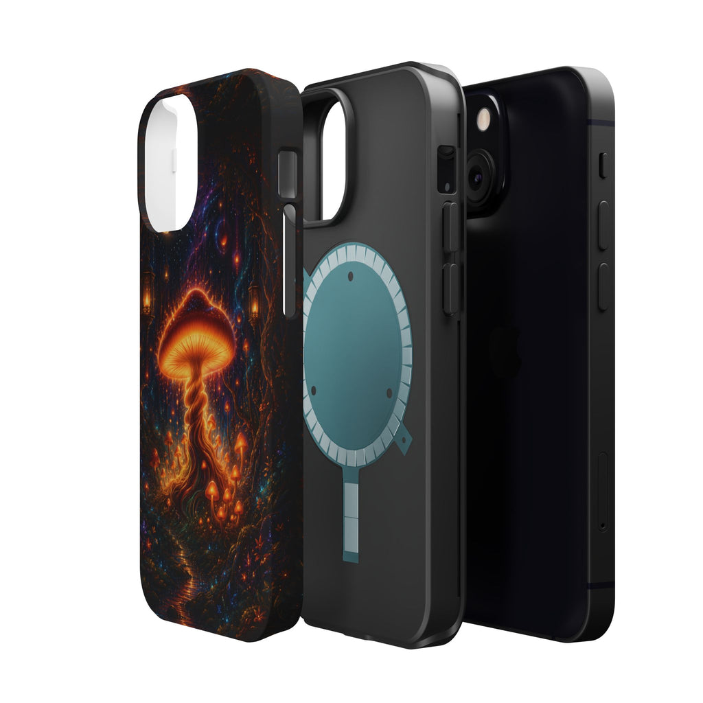 Psychedelic Glowing Mushroom Phone Case – MagSafe Galaxy Art Cover
