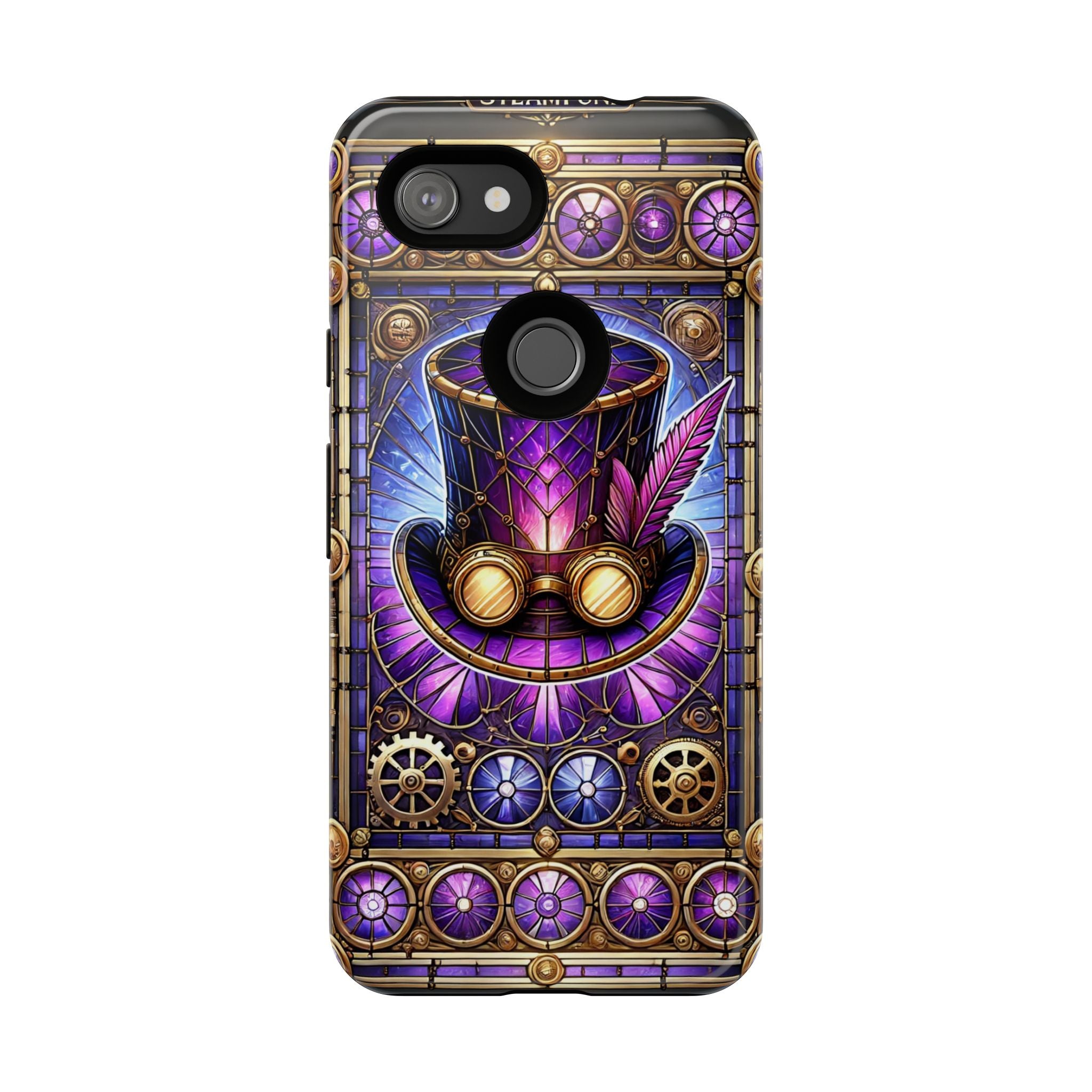 Stained Glass Steampunk Android Phone Case – 3D Full-Wrap Protective Cover with TPU Liner