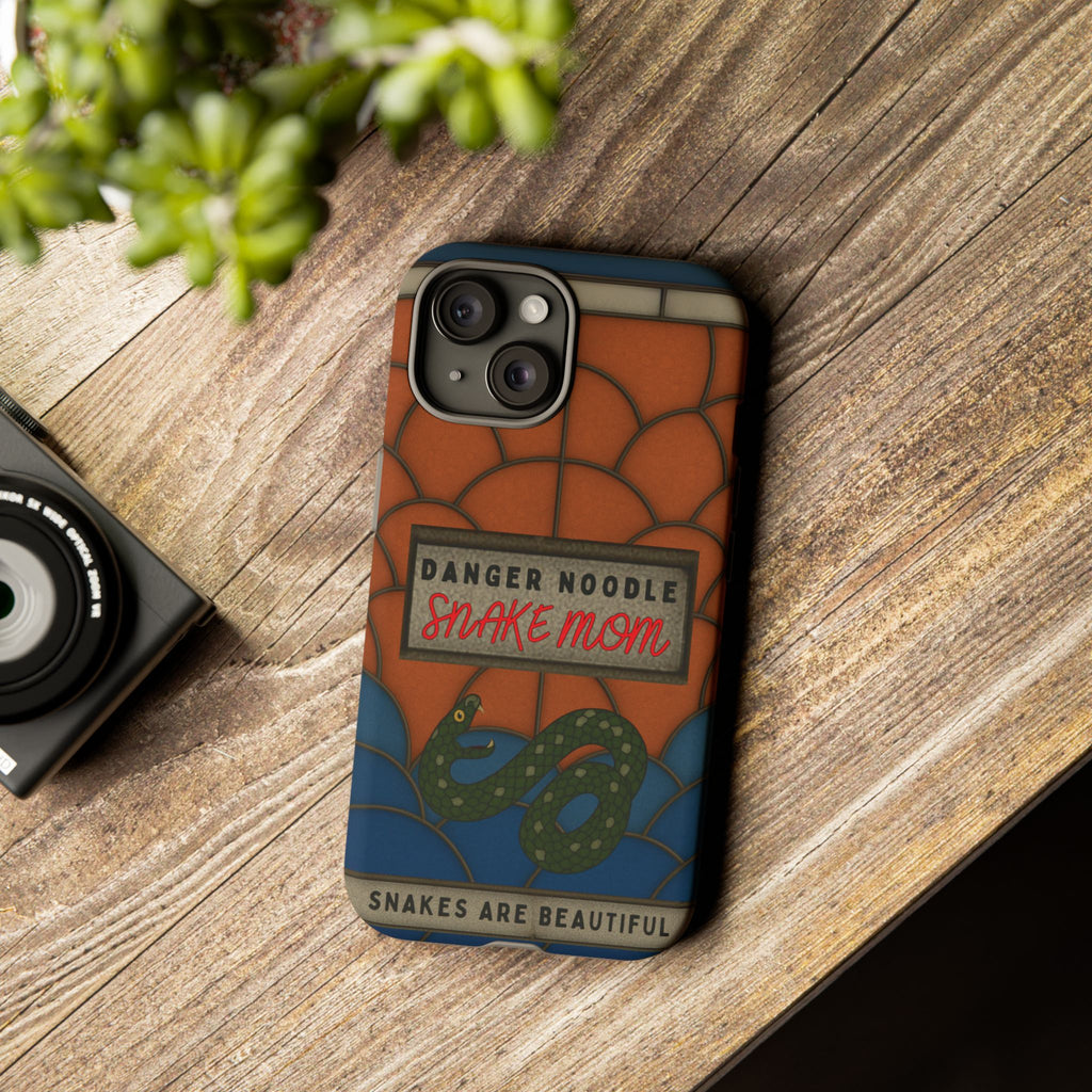 Danger Noodle Snake Mom Phone Case | Snakes Are Beautiful |Stained Glass Snake Art | Funny Snake Lover Gift |  Reptile Mom Phone Cover