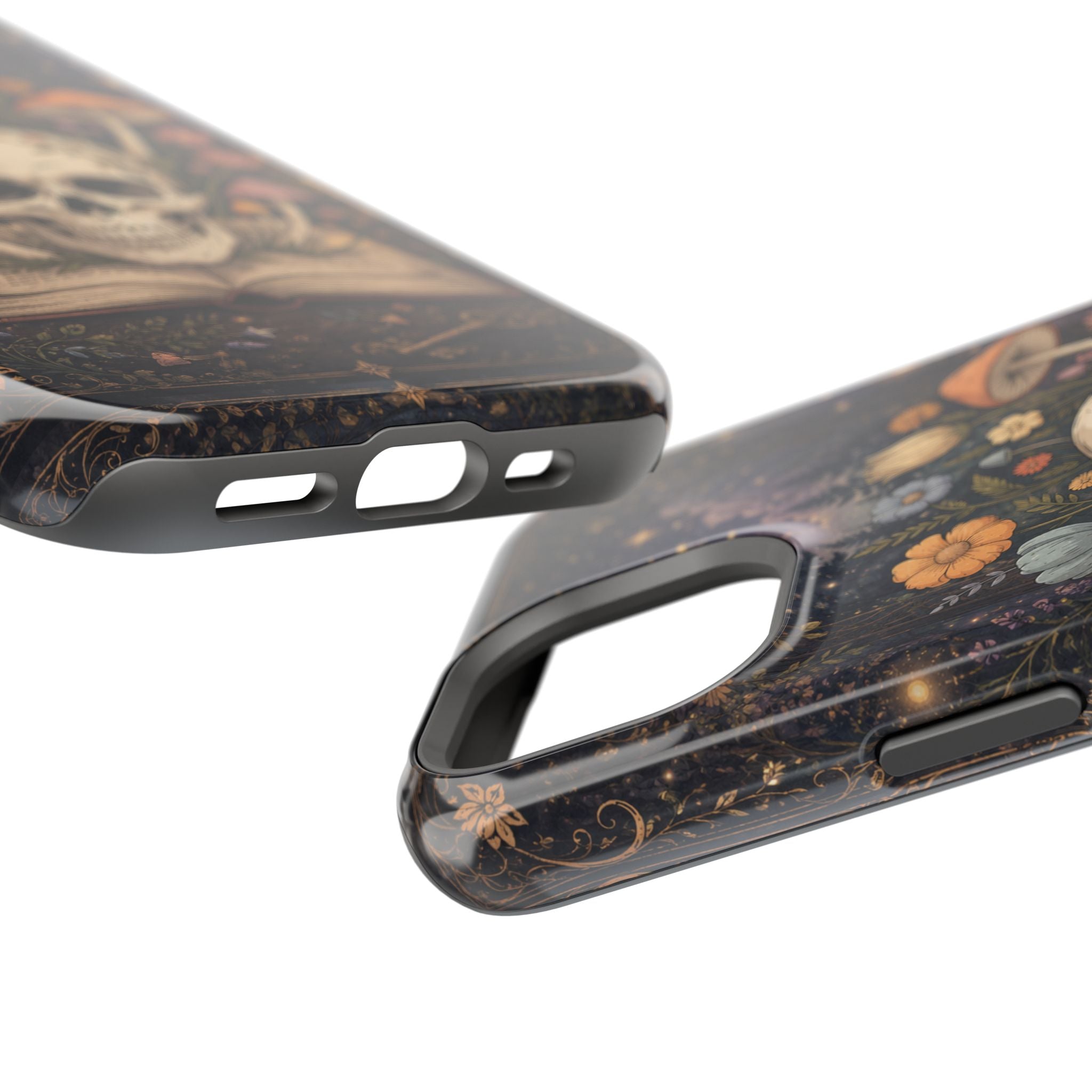 Skull & Mushroom Phone Case – Gothic MagSafe-Compatible Impact-Resistant Case