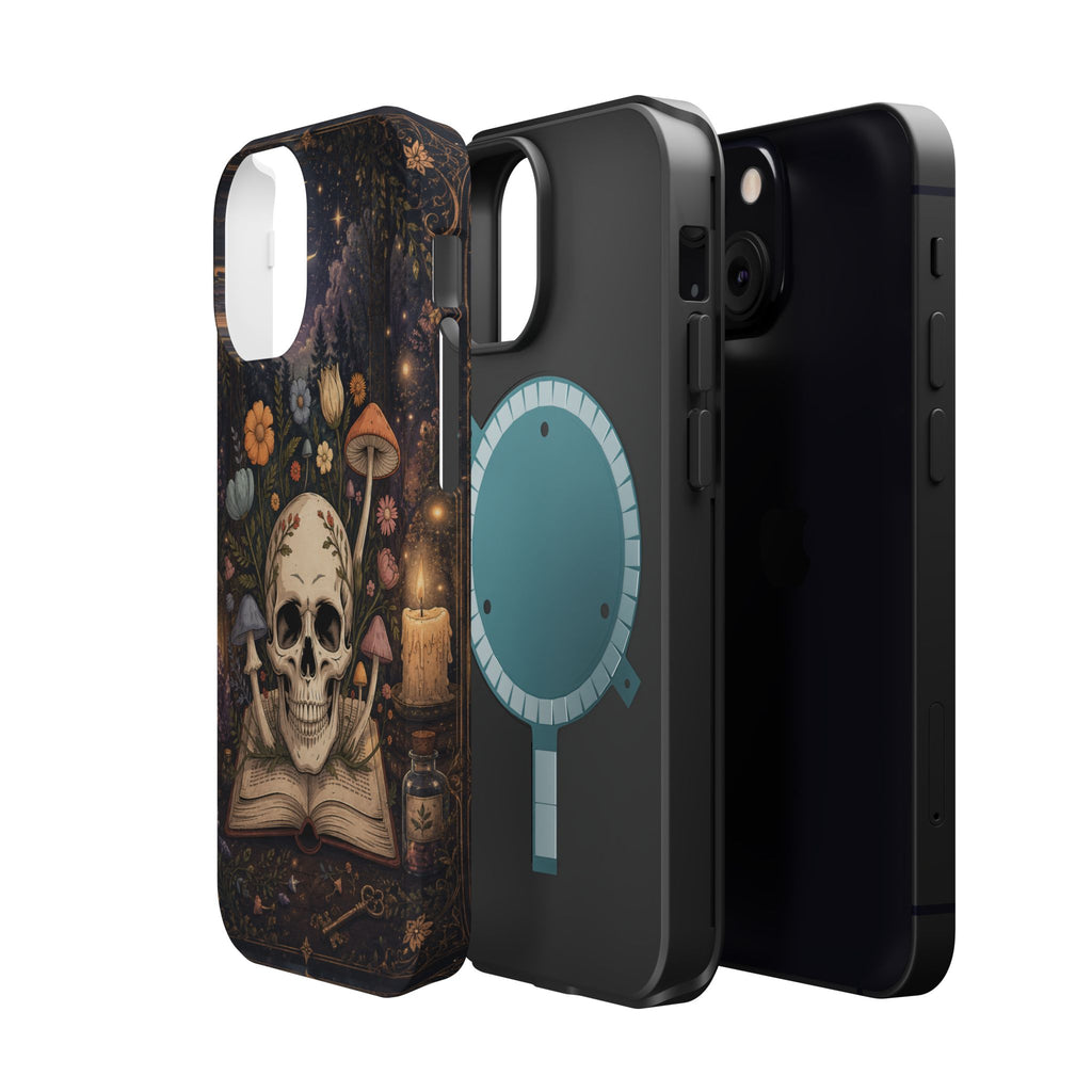 Skull & Mushroom Phone Case – Gothic MagSafe-Compatible Impact-Resistant Case