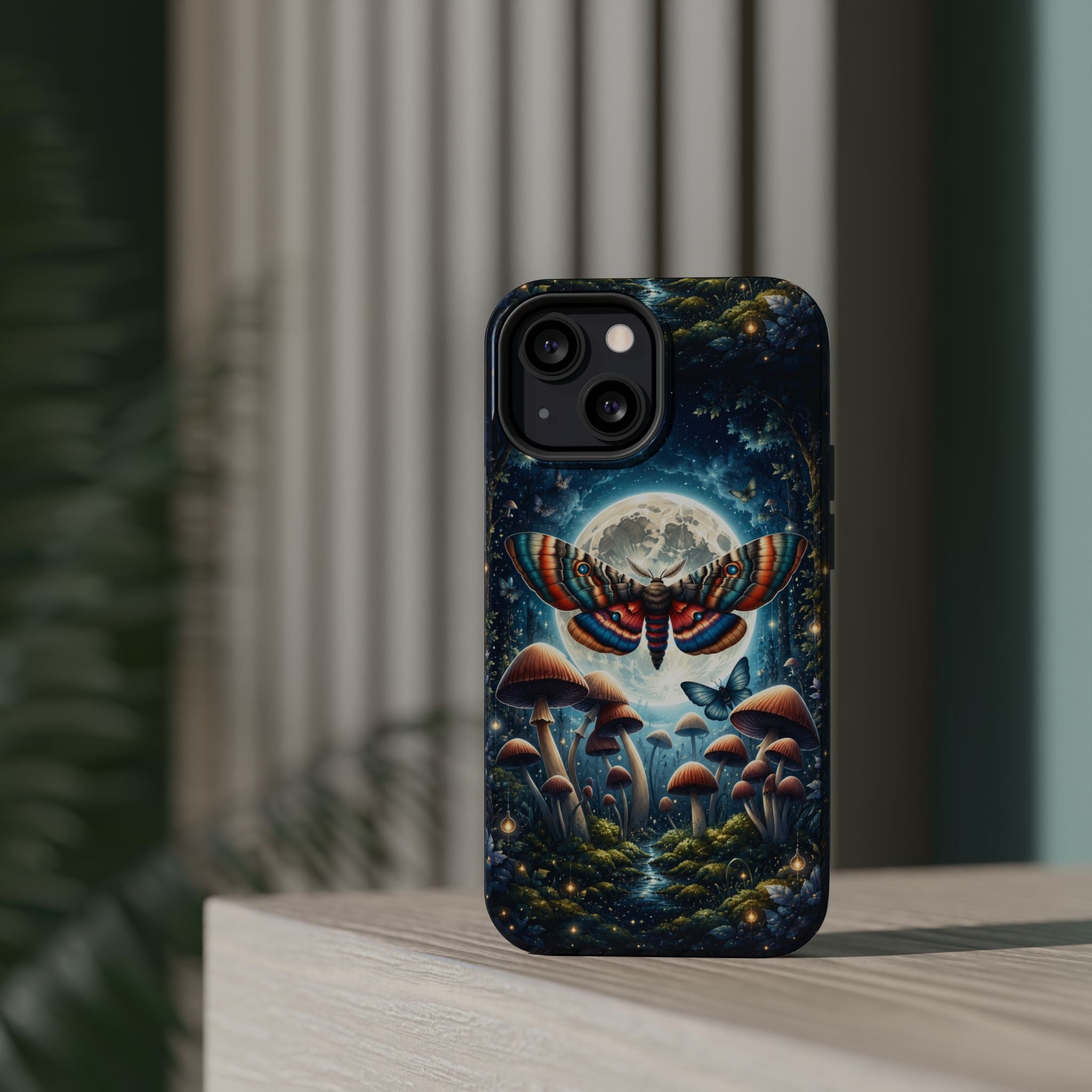 Mystic Moth Moon Phone Case – Whimsical MagSafe-Compatible Cover