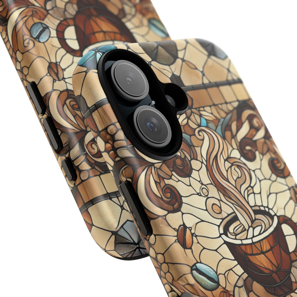 Stained Glass Coffee iPhone Case – Shockproof TPU, 3D Wrap Design