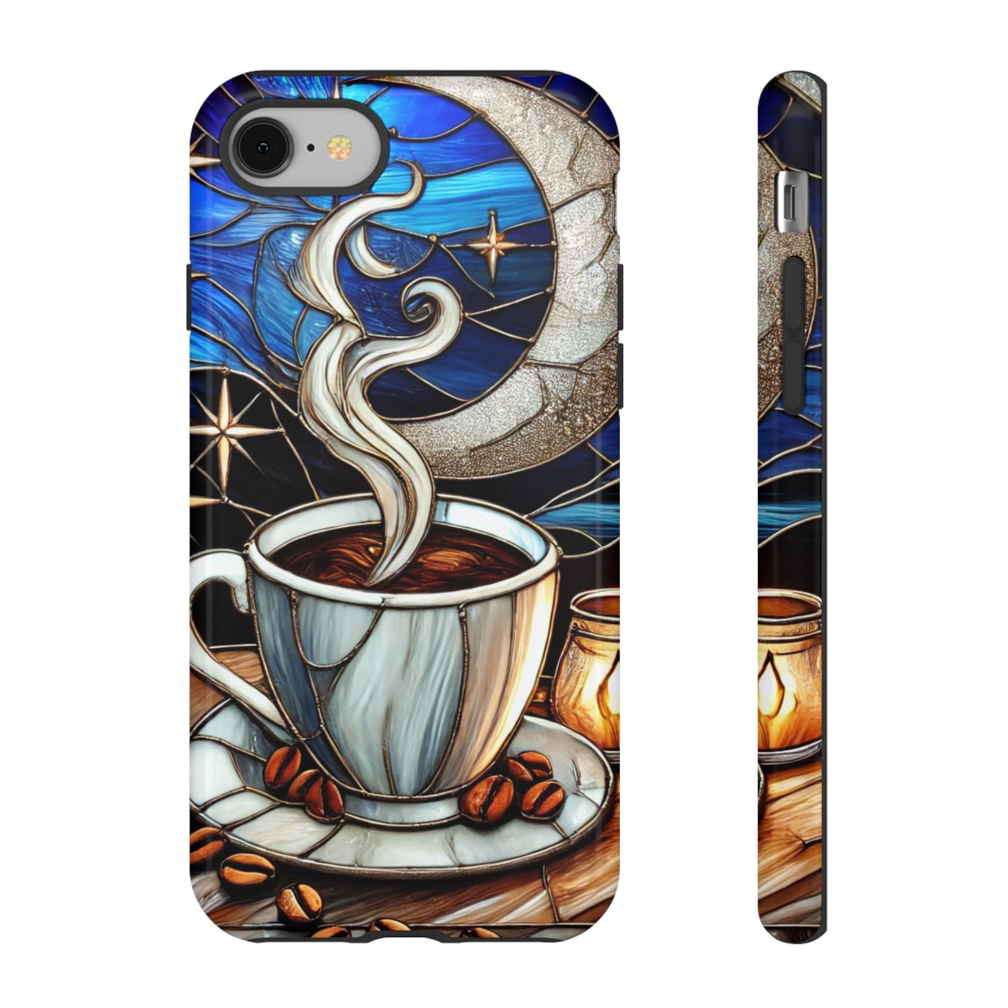 Stained Glass Coffee Phone Case – Cozy Artistic Design for Coffee Lovers