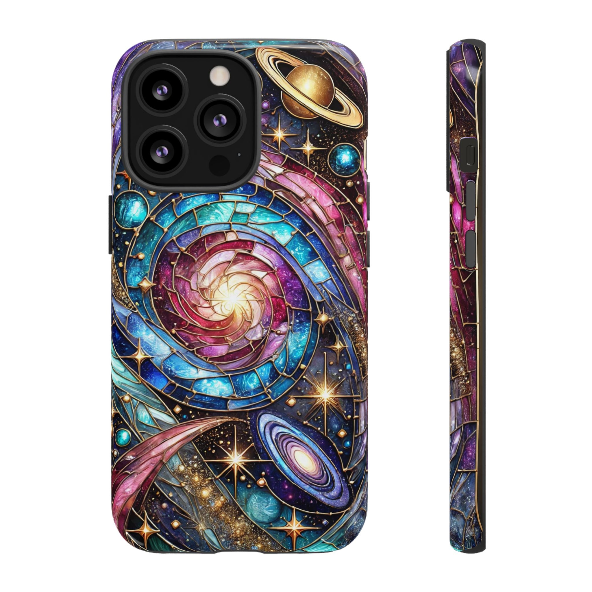 Galaxy Swirl Stained Glass Phone Case – Cosmic Celestial Cover