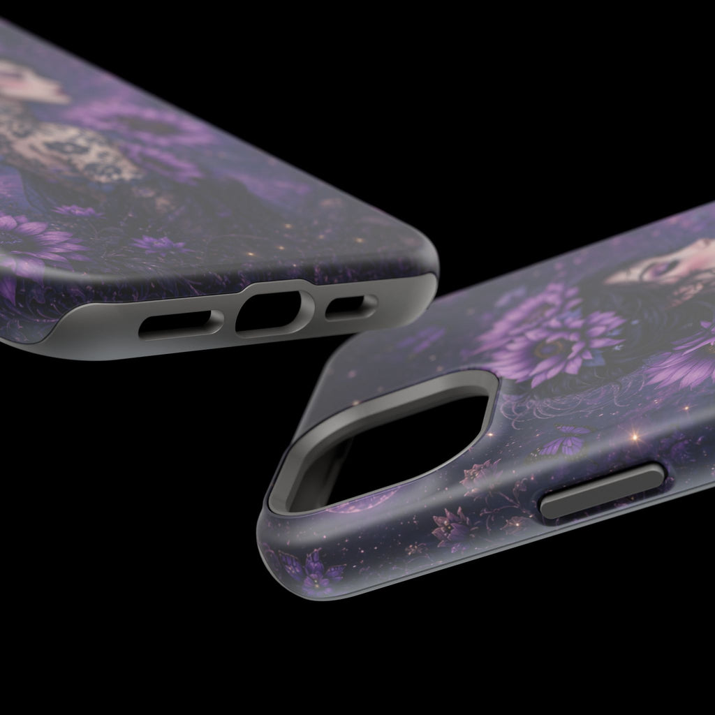 Gothic Floral Woman Phone Case – Dark Botanical MagSafe-Compatible Cover