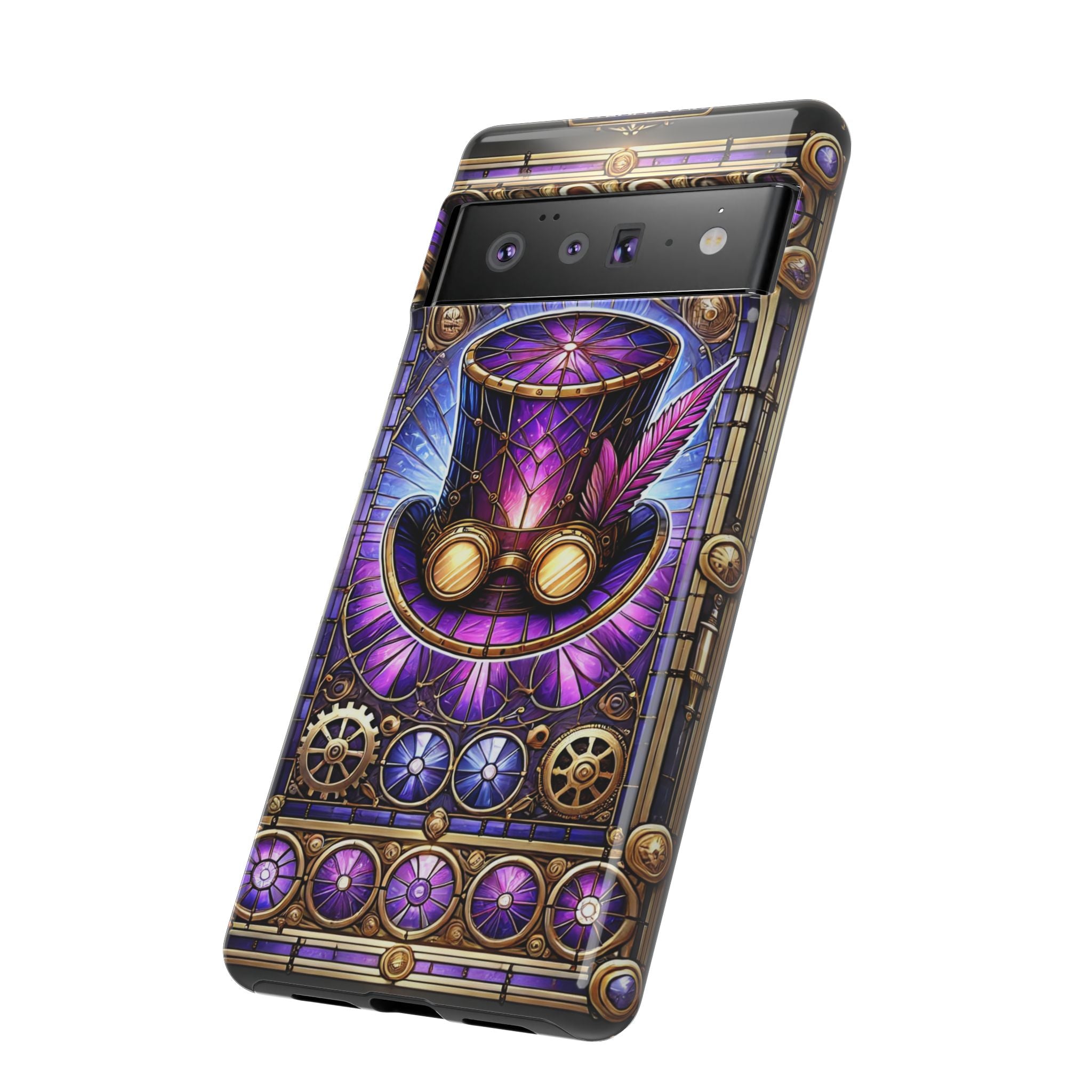Stained Glass Steampunk Android Phone Case – 3D Full-Wrap Protective Cover with TPU Liner