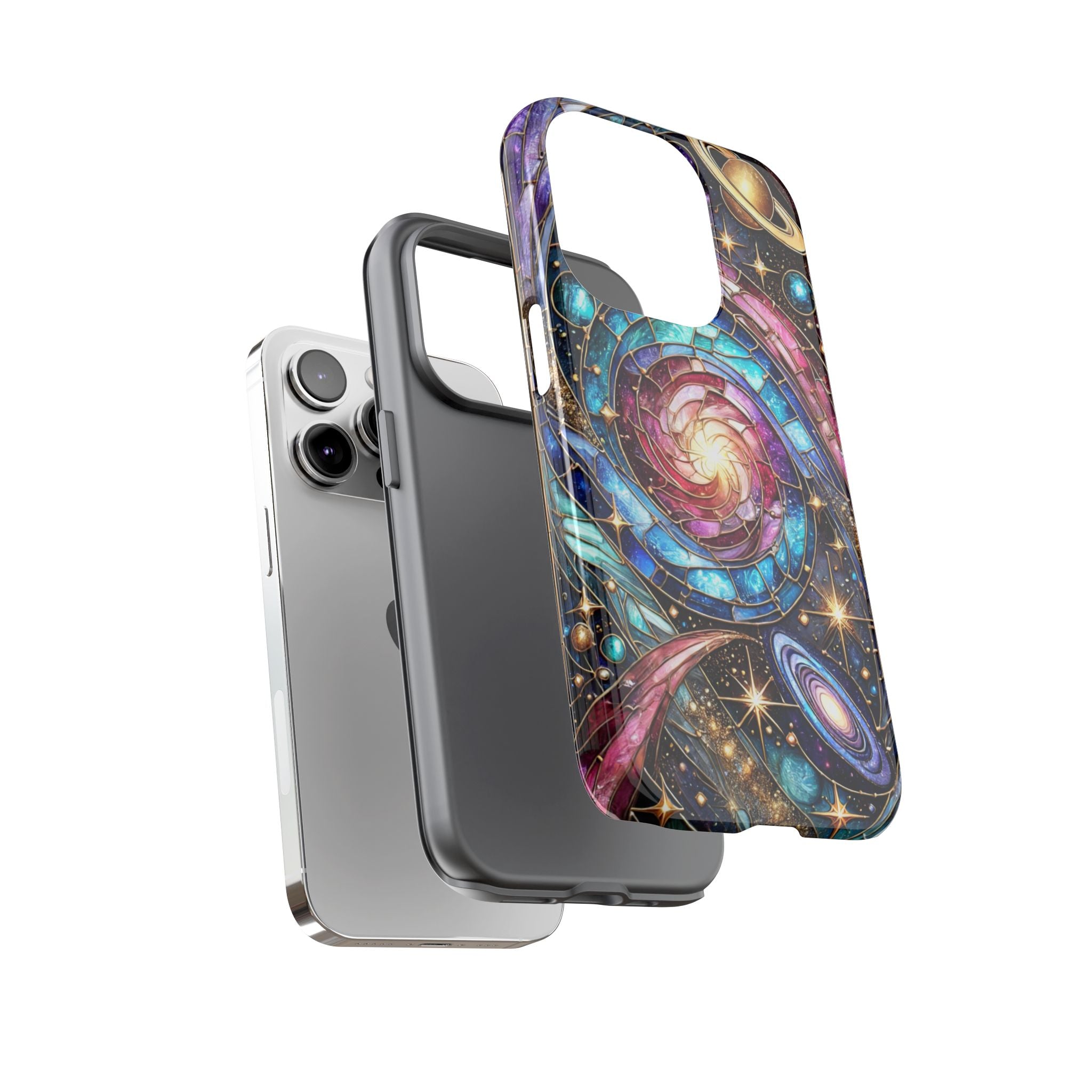 Galaxy Swirl Stained Glass Phone Case – Cosmic Celestial Cover
