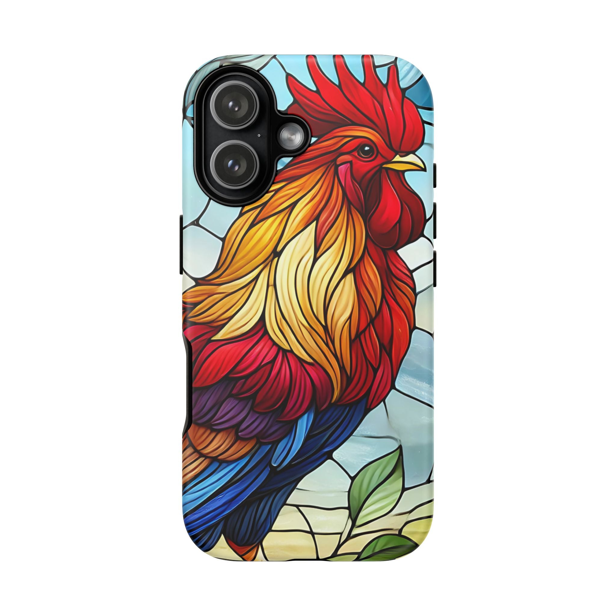Colorful Stained Glass Rooster Android Case, Tough Protective Phone Cover, Farmhouse Decor Protective Phone Case, Unique Chicken Design