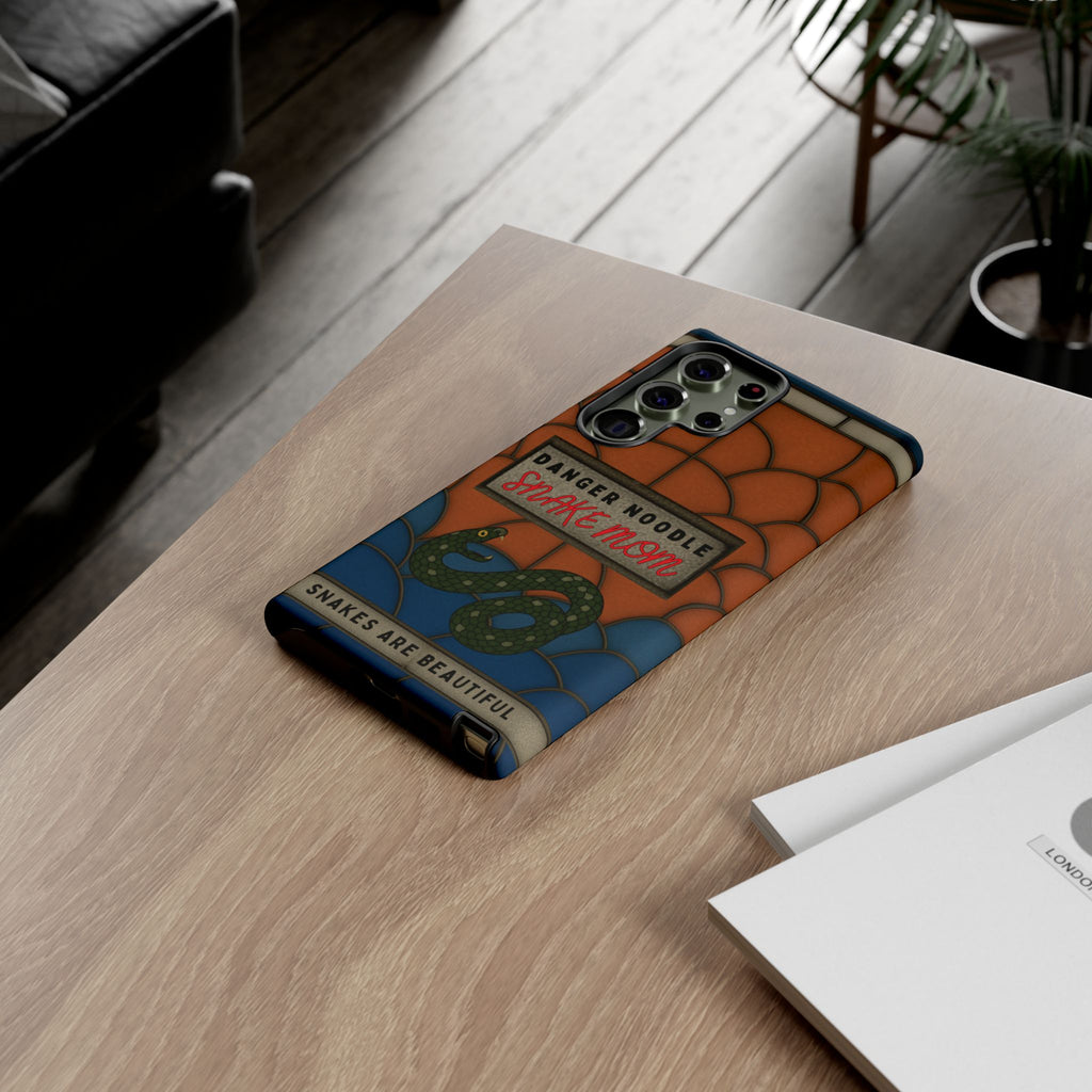 Danger Noodle Snake Mom Phone Case | Snakes Are Beautiful |Stained Glass Snake Art | Funny Snake Lover Gift |  Reptile Mom Phone Cover