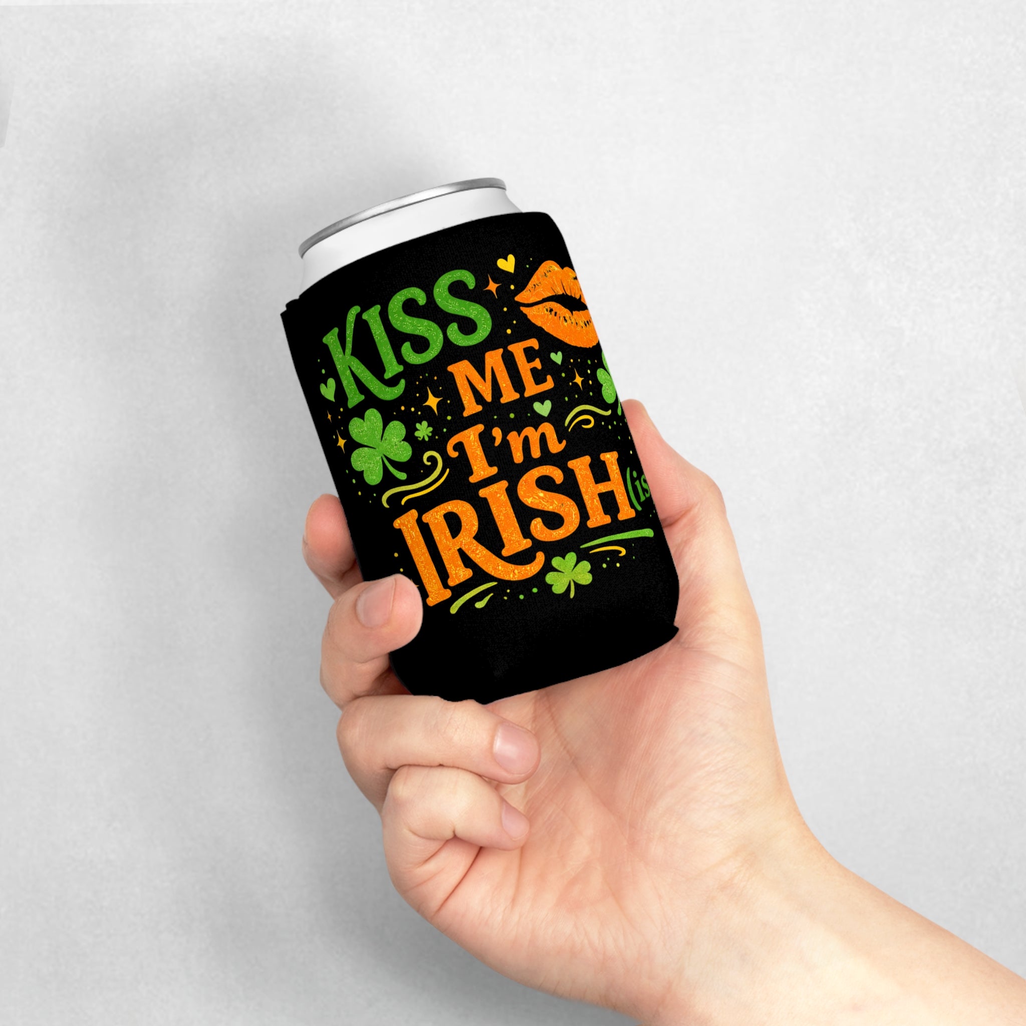 Kiss Me I'm Irish Can Cooler Sleeve — St. Patrick's Day Beer Koozie