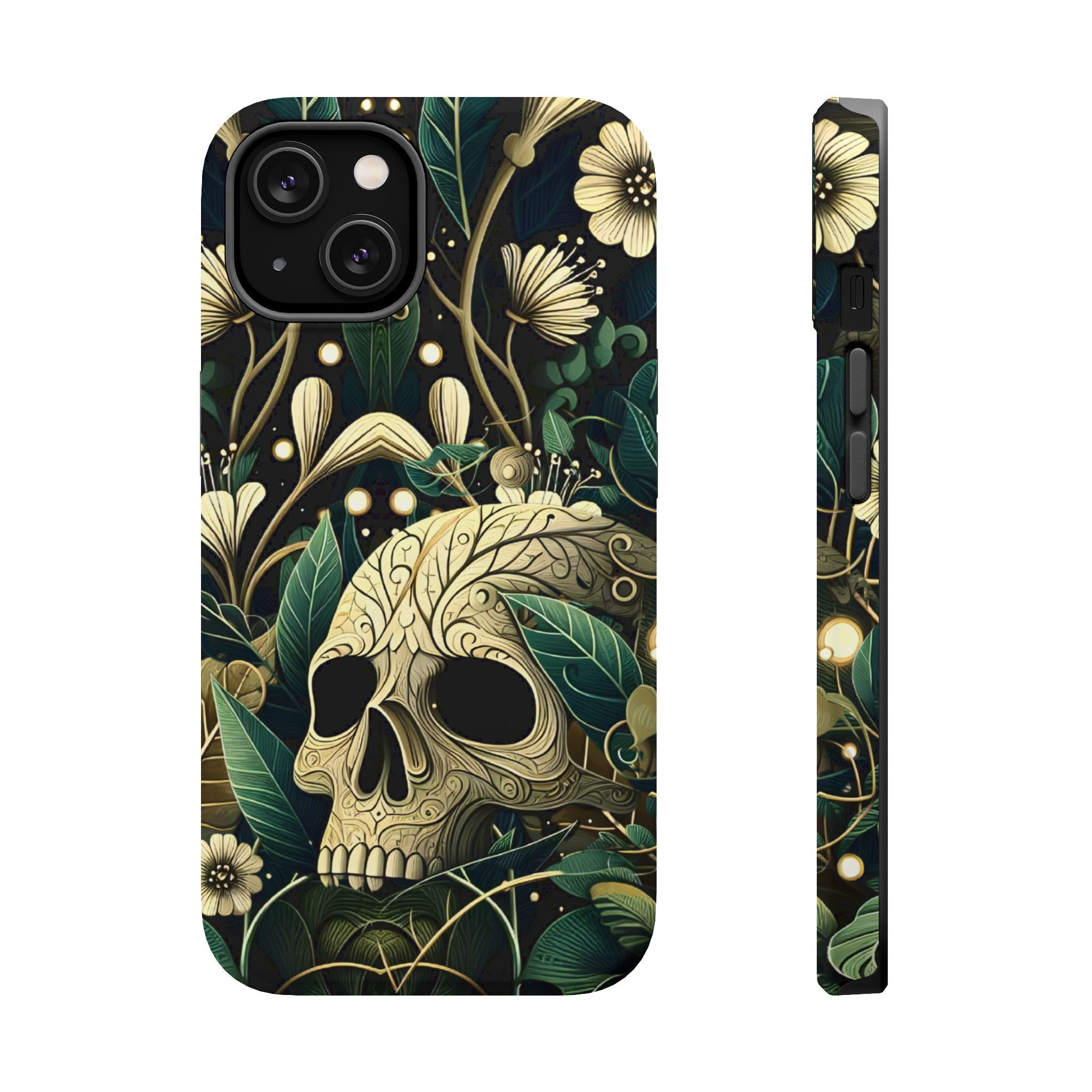 Floral Skull Phone Case – Botanical Gothic MagSafe-Compatible Cover