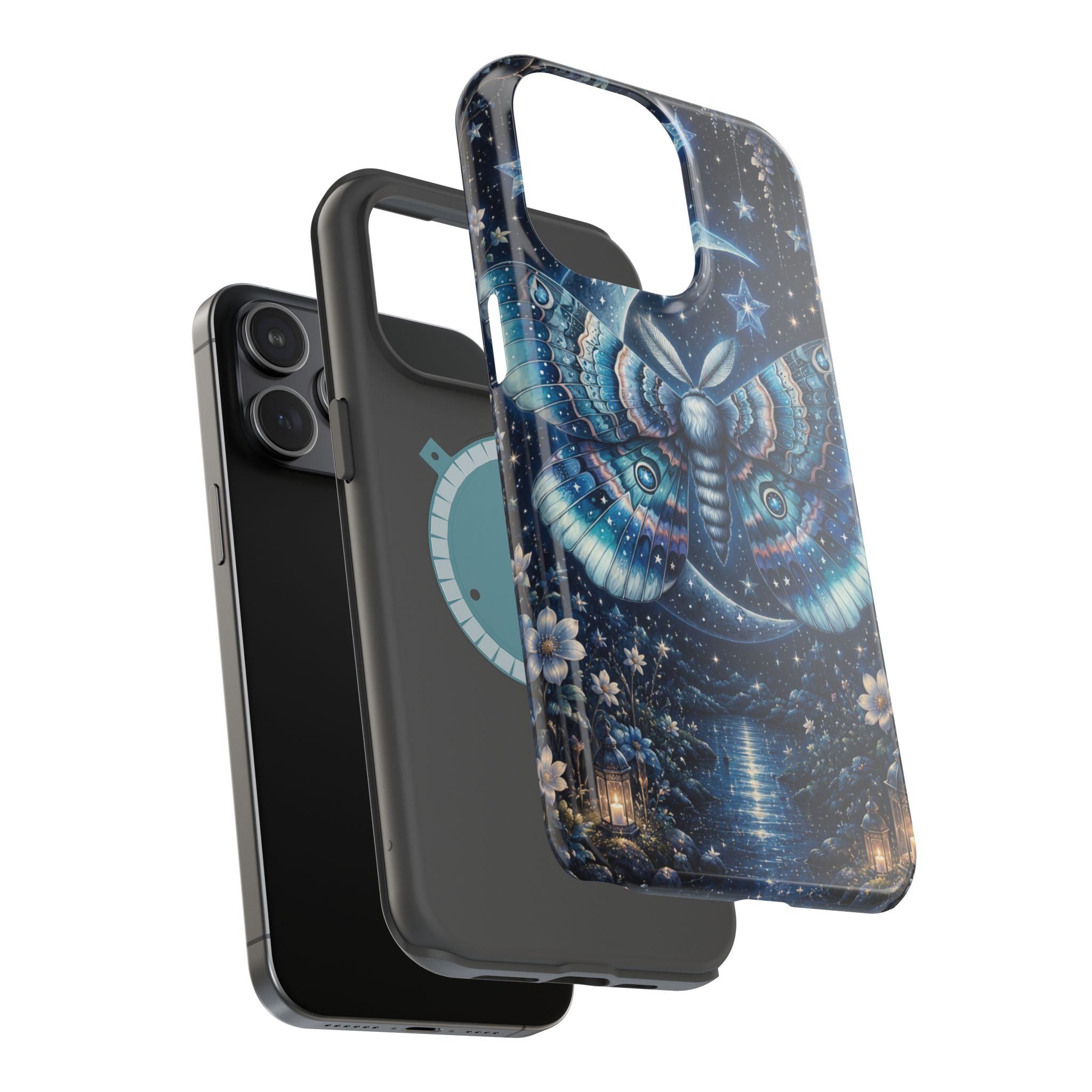 Mystic Moth Moon Phone Case – Night Sky MagSafe-Compatible Cover