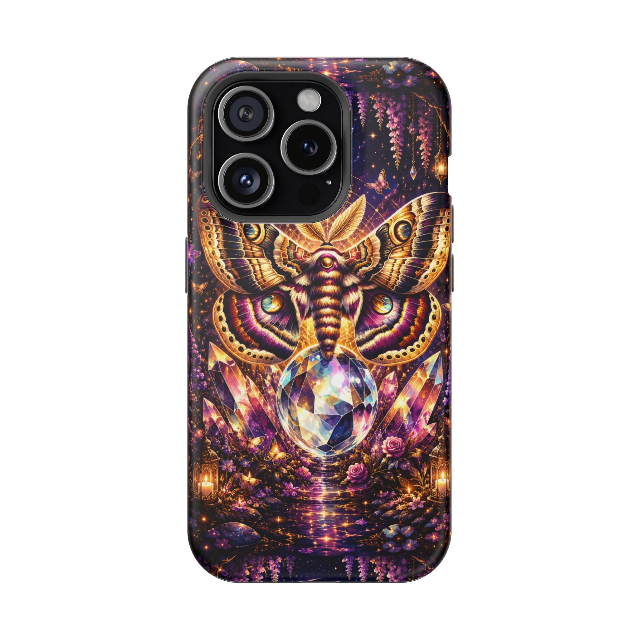 Mystic Moth Crystal Phone Case – Jewel-Toned MagSafe-Compatible Cover