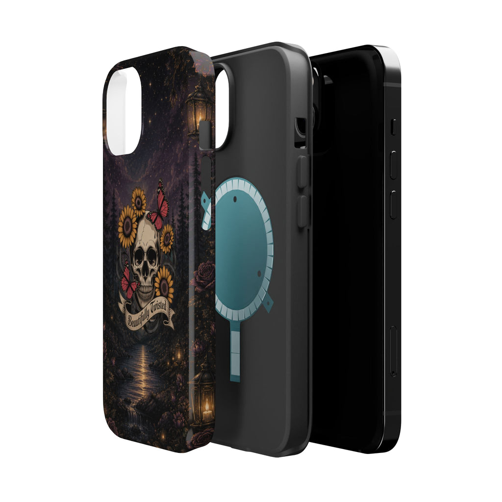 Skull, Sunflowers & Butterflies Phone Case – "Beautifully Twisted" MagSafe Cover