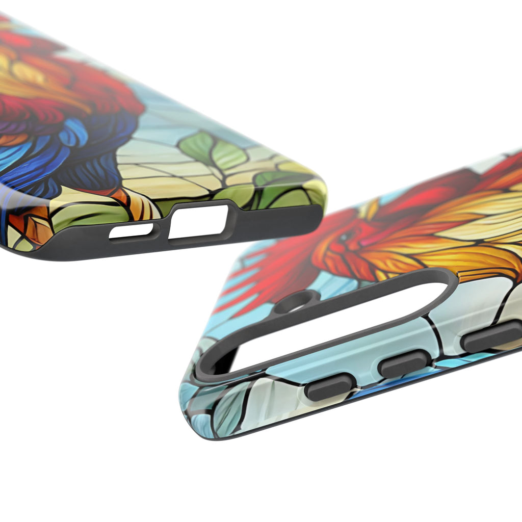 Colorful Stained Glass Rooster Android Case, Tough Protective Phone Cover, Farmhouse Decor Protective Phone Case, Unique Chicken Design
