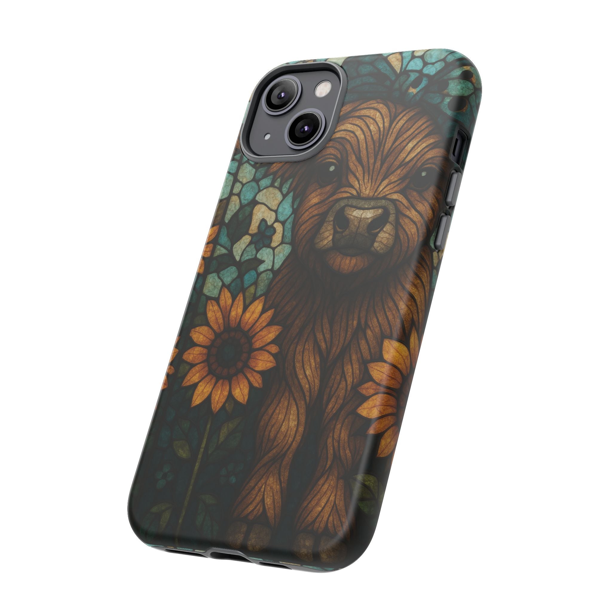 Stained Glass Baby Cow Phone Case – Sunflower Farmhouse Animal Design