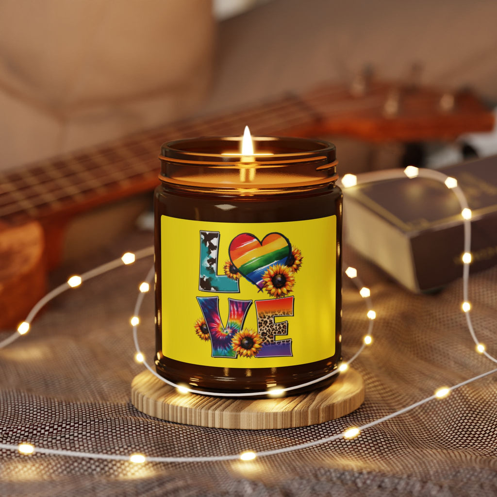 Colorful LGBTQ+ Rainbow Heart Love Scented Soy Candle, Wedding Anniversary Gift From Family, Inclusive Pride Statement Candle, Gay Grad Gift
