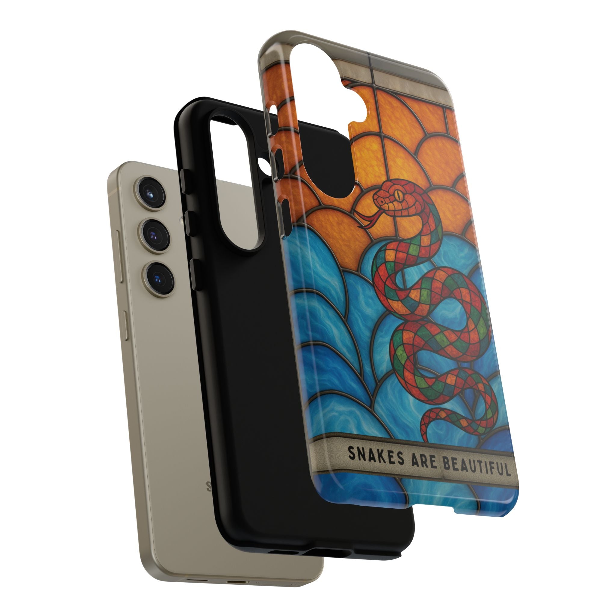 Snakes Are Beautiful Stained Glass Phone Case, Colorful Reptile Design Phone Cover, Nature Lovers Reptile Phone Case, Danger Noodle Case