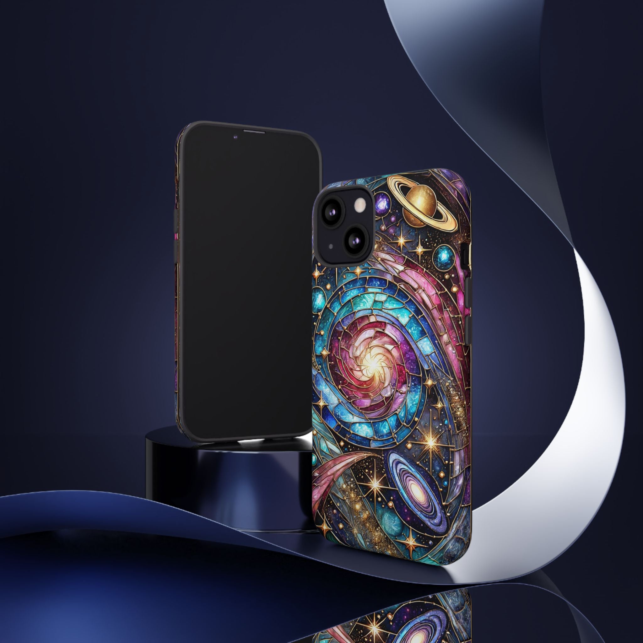 Galaxy Swirl Stained Glass Phone Case – Cosmic Celestial Cover