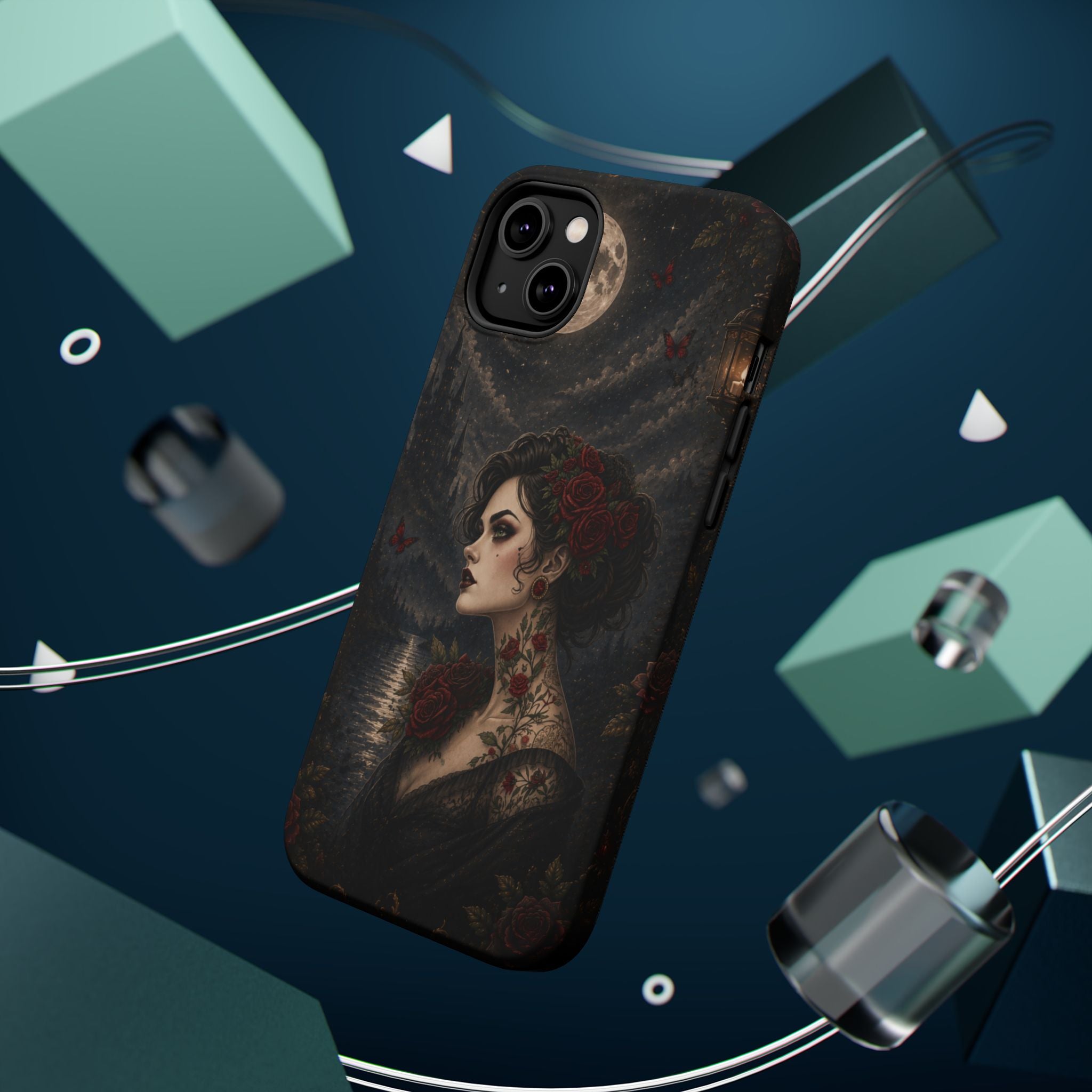 Gothic Rose Portrait Phone Case – Dark Romance MagSafe-Compatible Cover