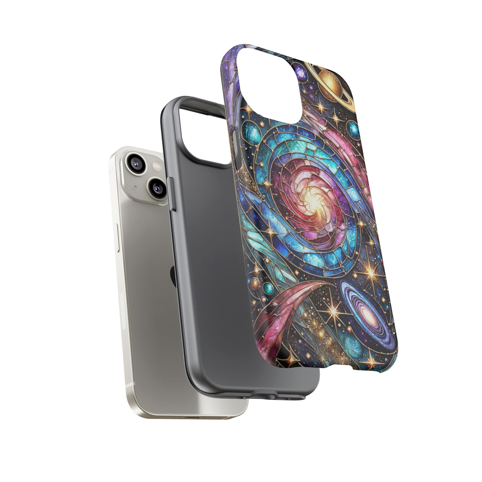 Galaxy Swirl Stained Glass Phone Case – Cosmic Celestial Cover