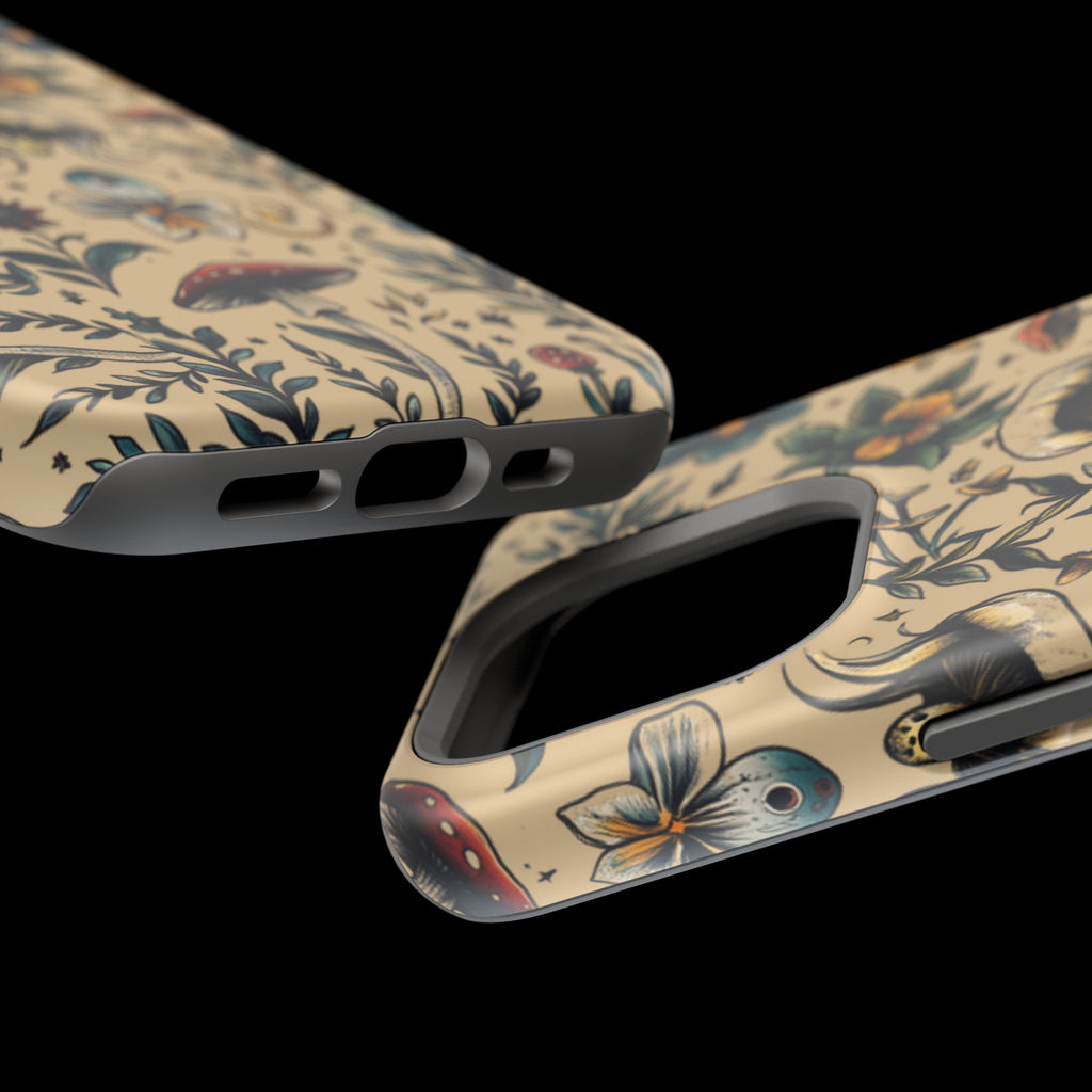 Vintage Botanical Mushroom Phone Case – MagSafe-Compatible Cover