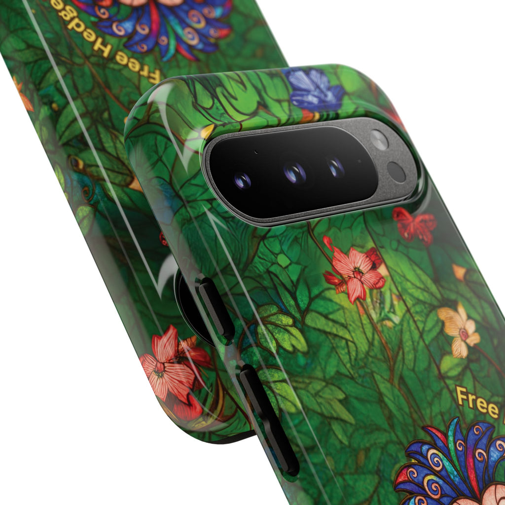 Stained Glass Hedgehog Phone Case – "Free Hedgehugs" Floral Design