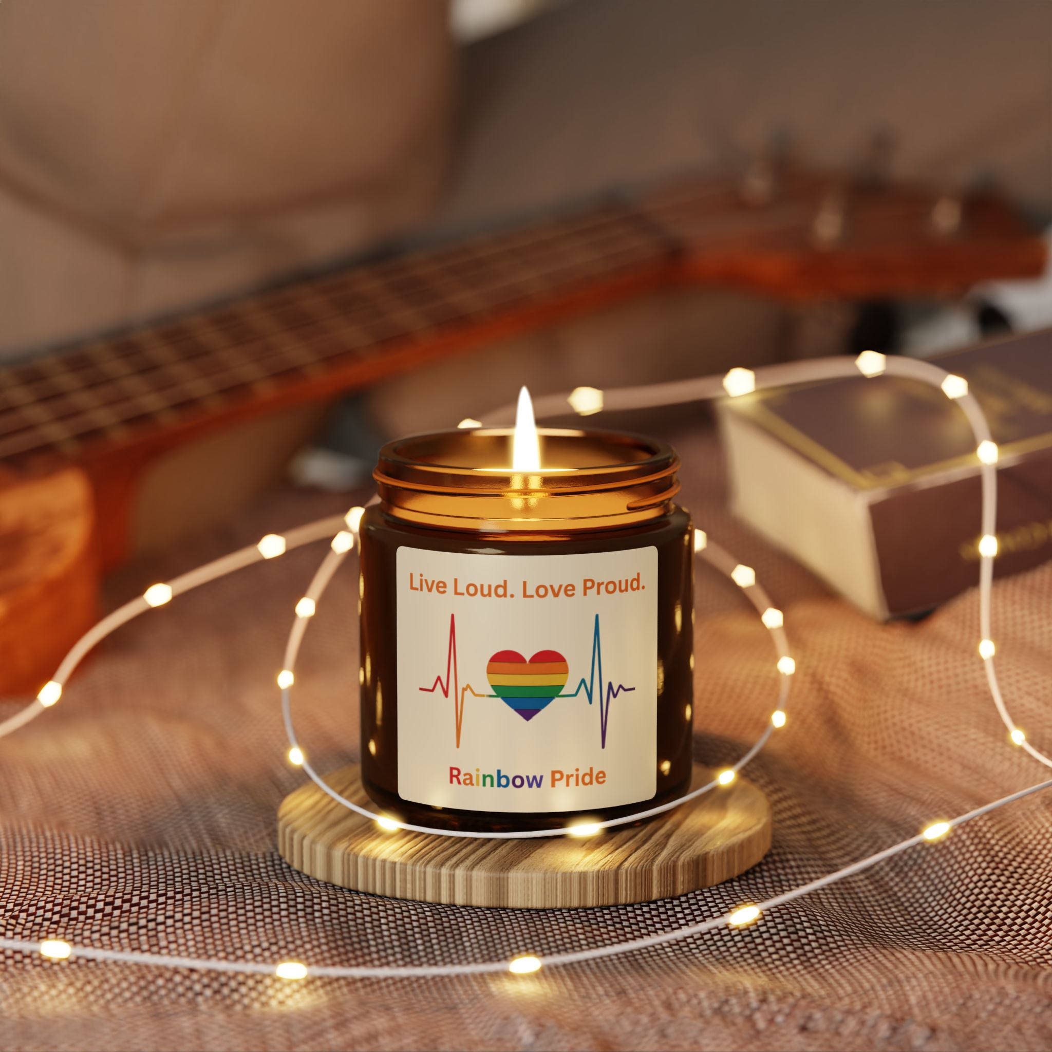 Pride Rainbow Heartbeat Scented Soy Candle, Pride Celebrations Gift for LGBTQ+ Friends, Inclusive Statement Candle Grad Gift from Mom Dad