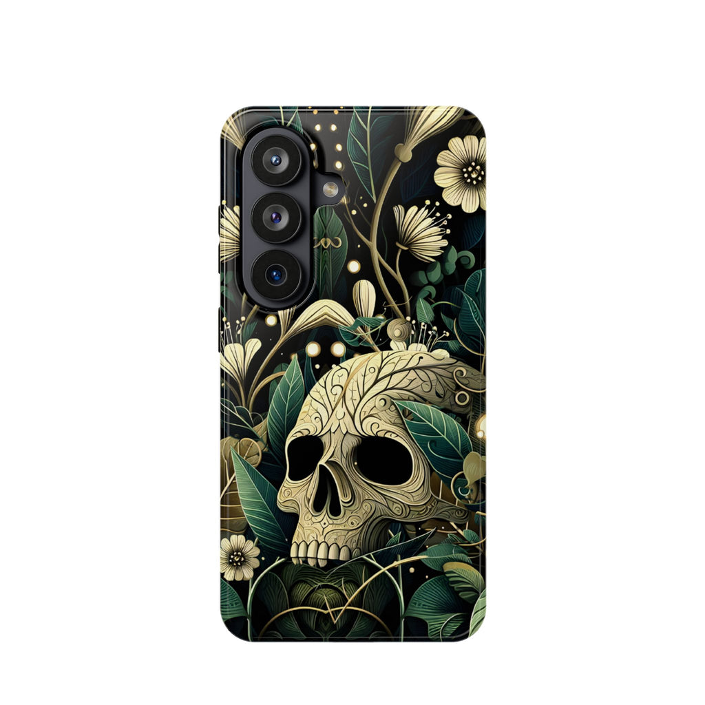 Floral Skull Phone Case – Botanical Gothic MagSafe-Compatible Cover