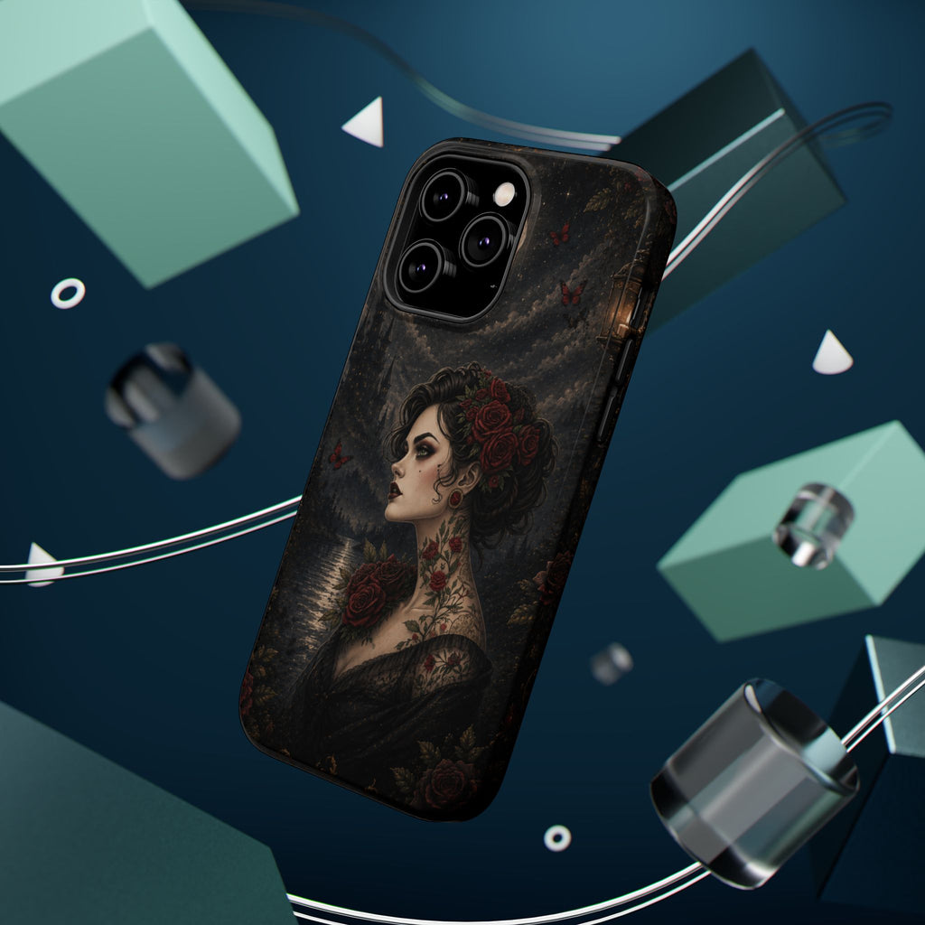 Gothic Rose Portrait Phone Case – Dark Romance MagSafe-Compatible Cover