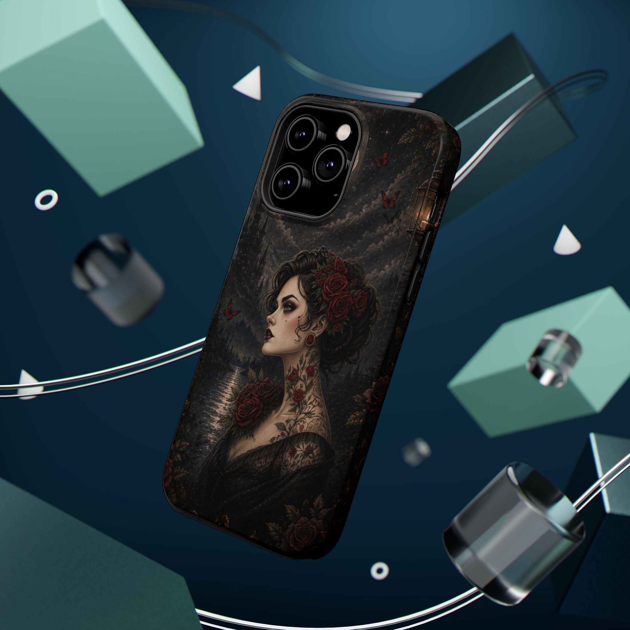 Gothic Rose Portrait Phone Case – Dark Romance MagSafe-Compatible Cover