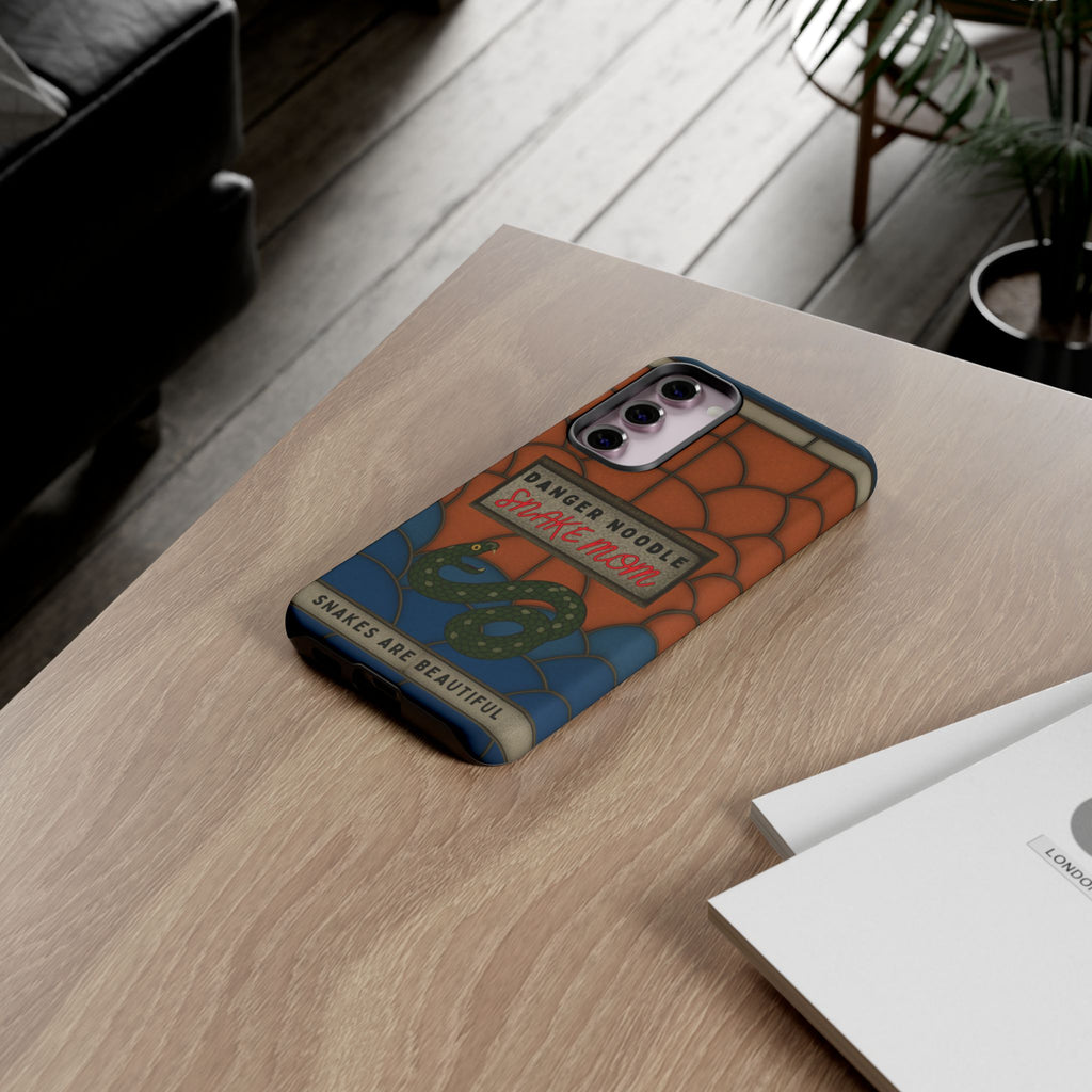 Danger Noodle Snake Mom Phone Case | Snakes Are Beautiful |Stained Glass Snake Art | Funny Snake Lover Gift |  Reptile Mom Phone Cover