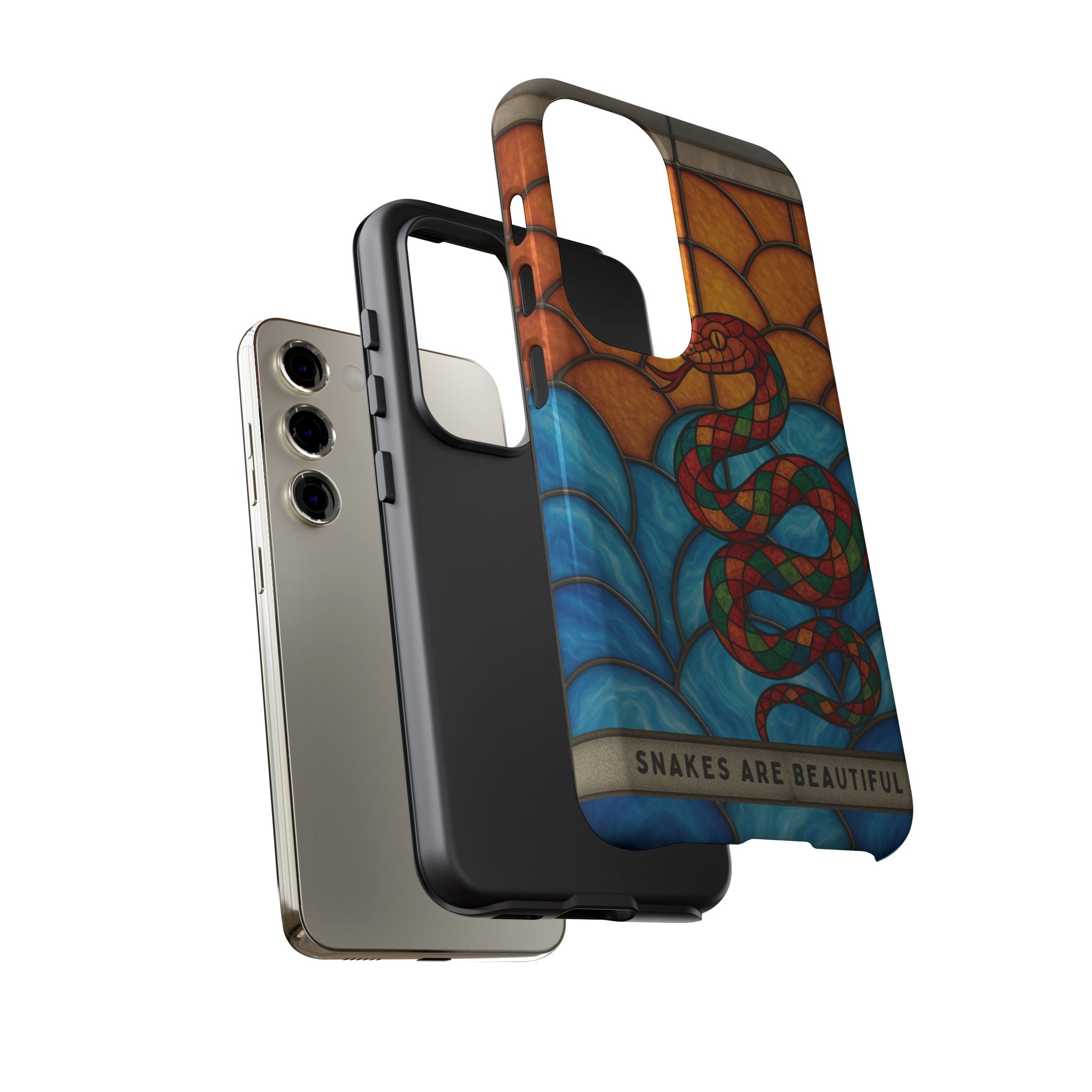 Snakes Are Beautiful Stained Glass Phone Case, Colorful Reptile Design Phone Cover, Nature Lovers Reptile Phone Case, Danger Noodle Case