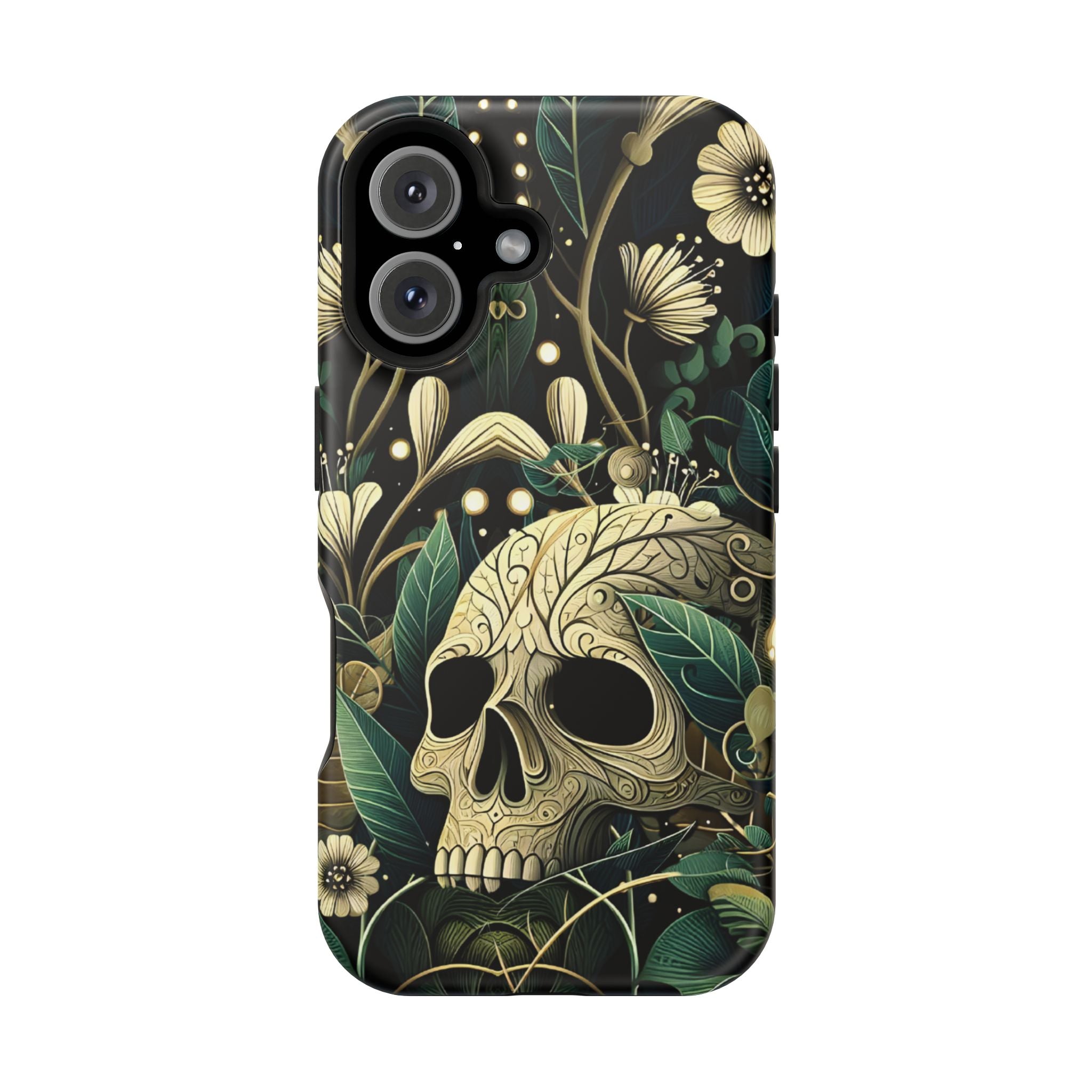 Floral Skull Phone Case – Botanical Gothic MagSafe-Compatible Cover