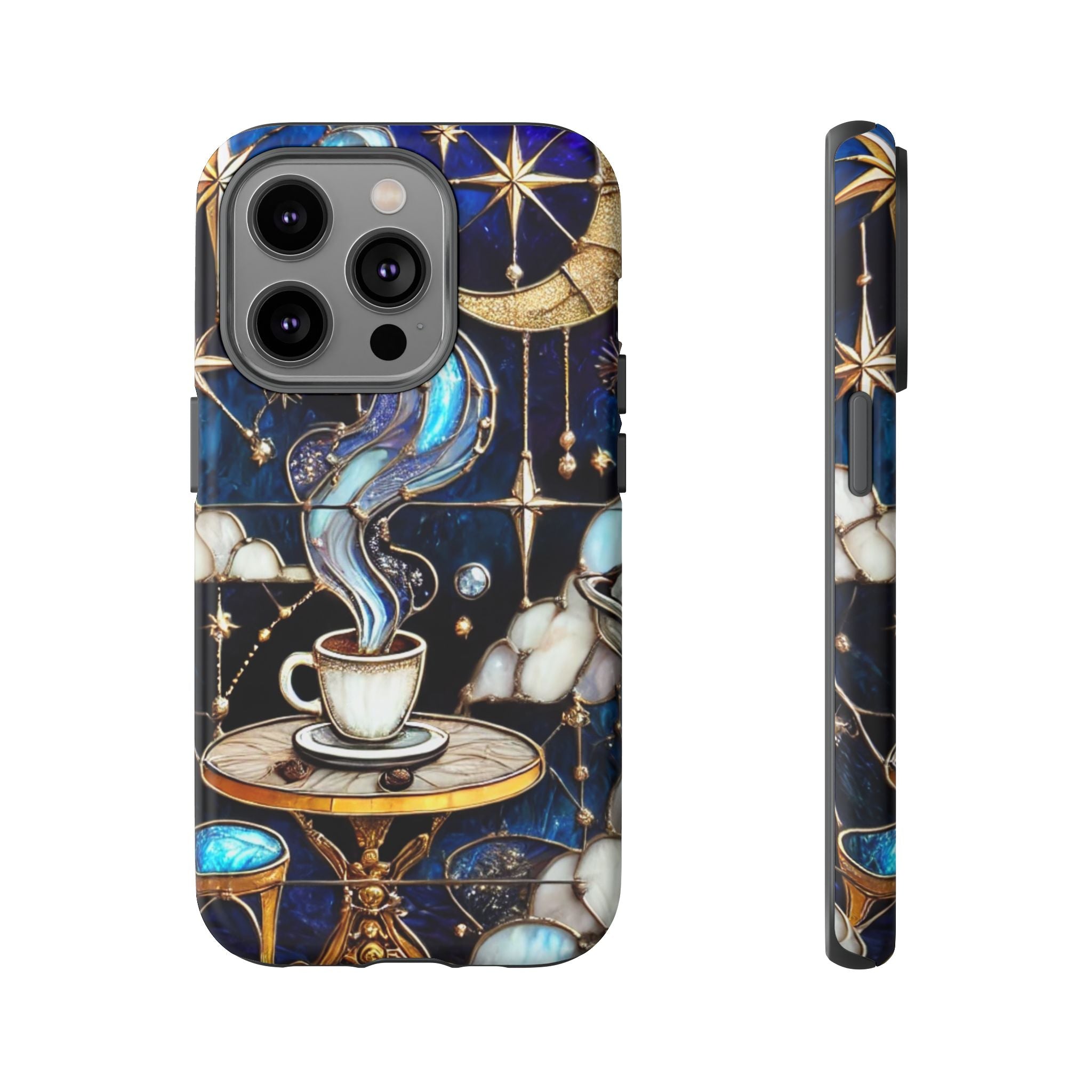 Celestial Stained Glass Coffee iPhone Case – Shockproof 3D Wrap
