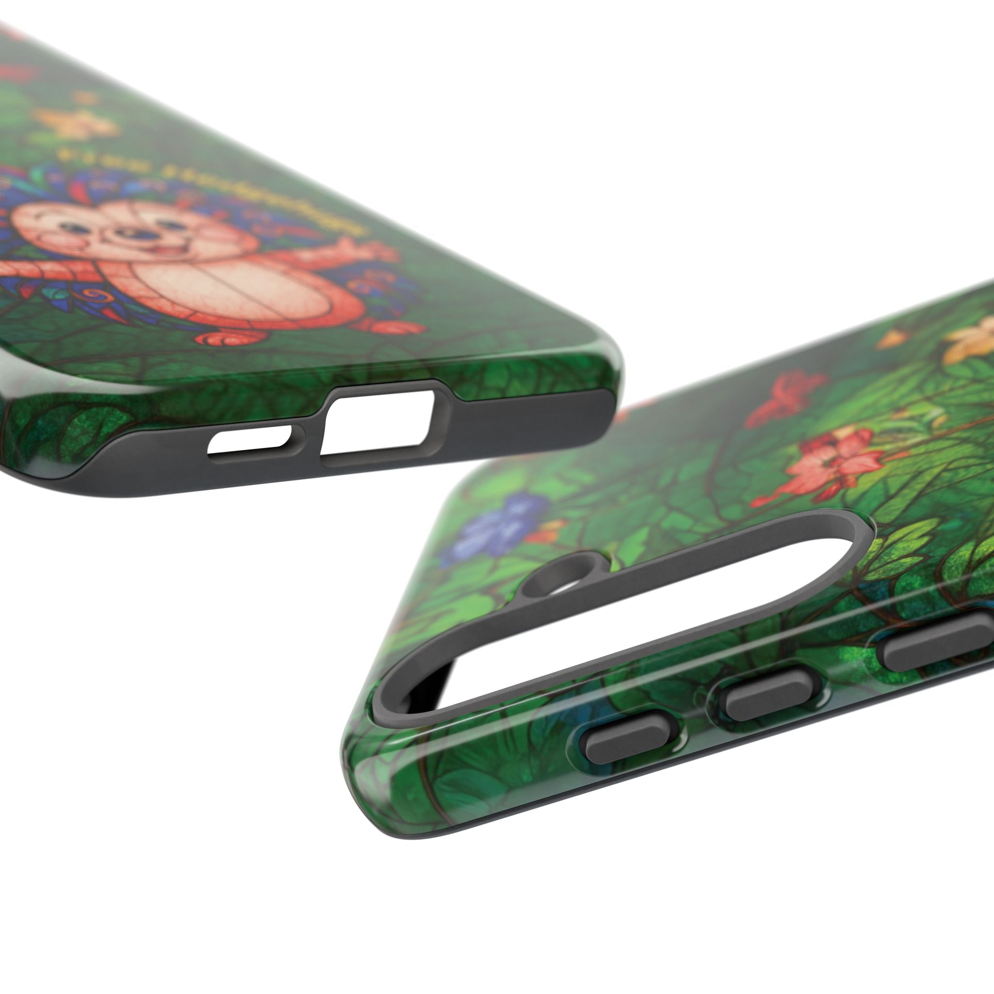 Stained Glass Hedgehog Phone Case – "Free Hedgehugs" Floral Design