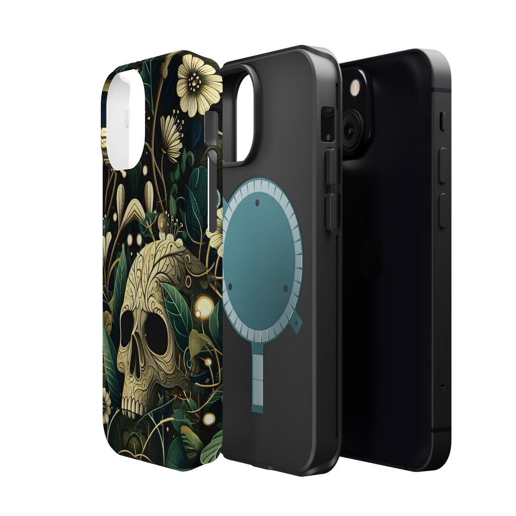 Floral Skull Phone Case – Botanical Gothic MagSafe-Compatible Cover