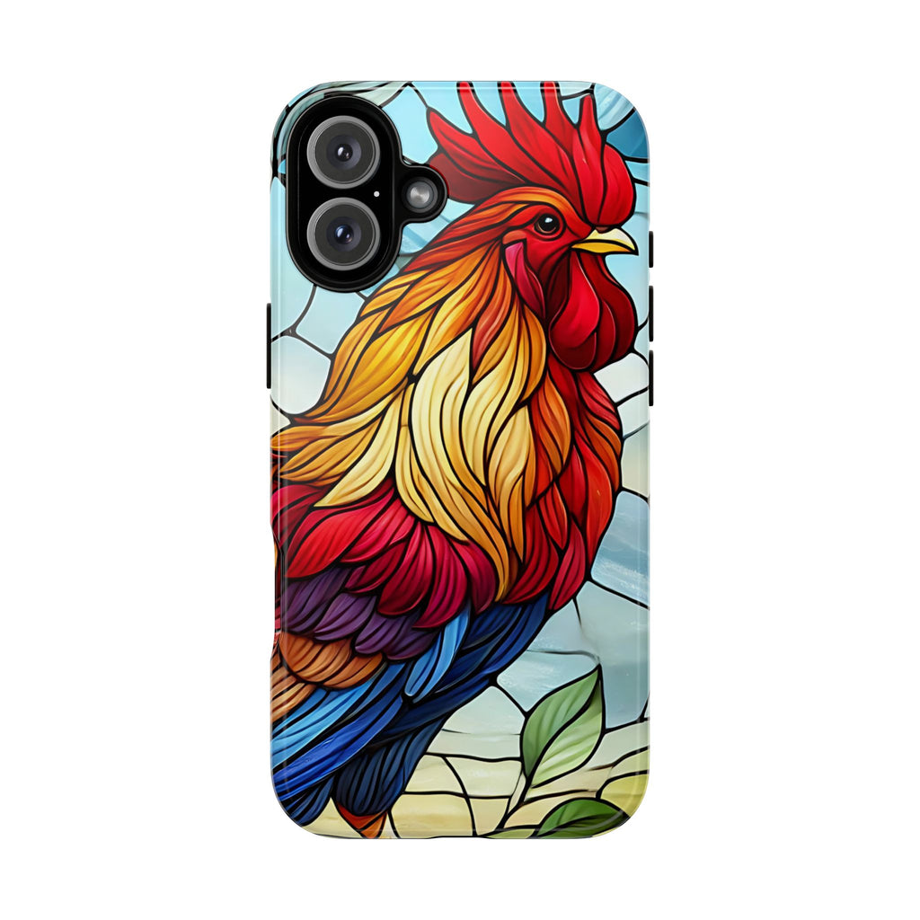 Colorful Stained Glass Rooster Android Case, Tough Protective Phone Cover, Farmhouse Decor Protective Phone Case, Unique Chicken Design