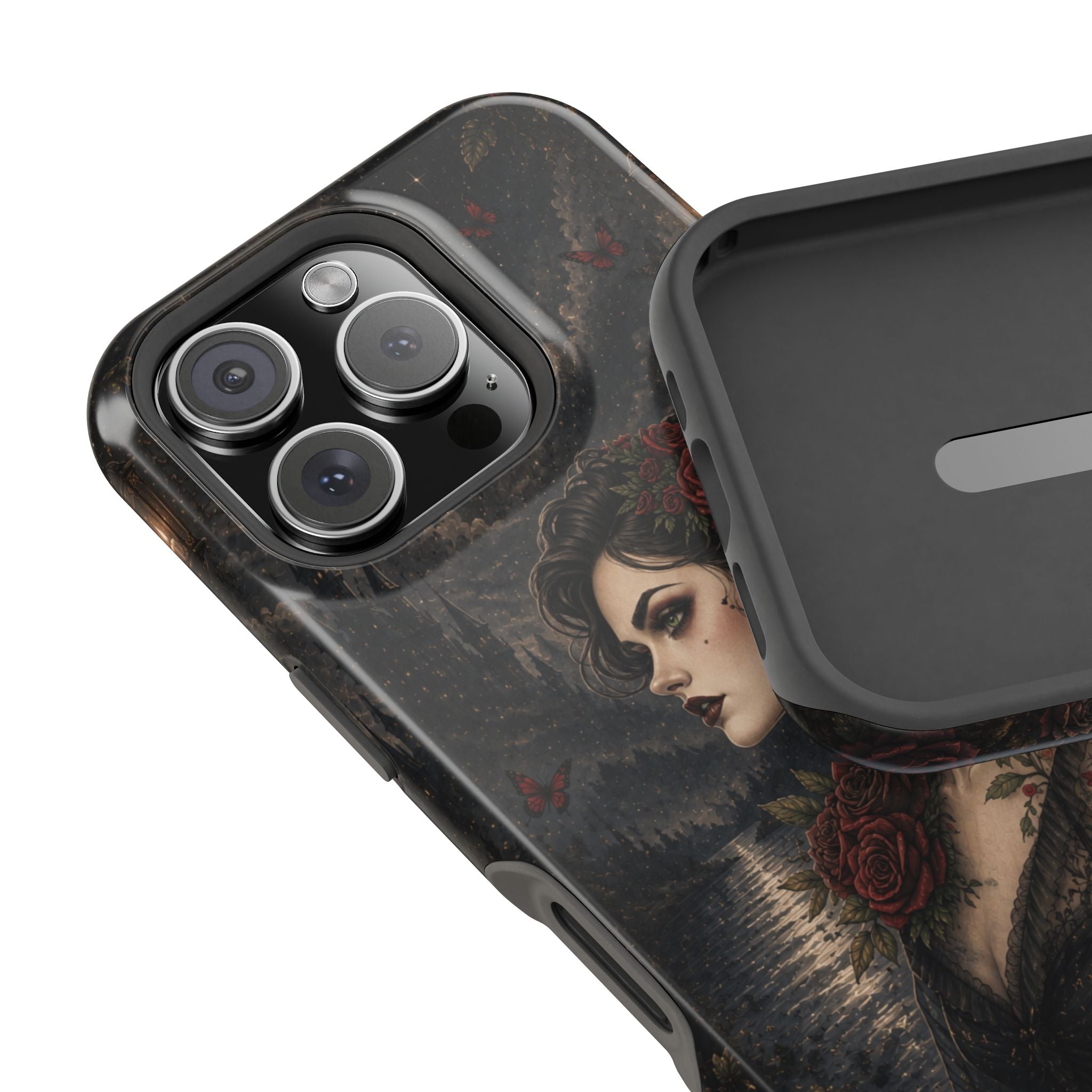 Gothic Rose Portrait Phone Case – Dark Romance MagSafe-Compatible Cover